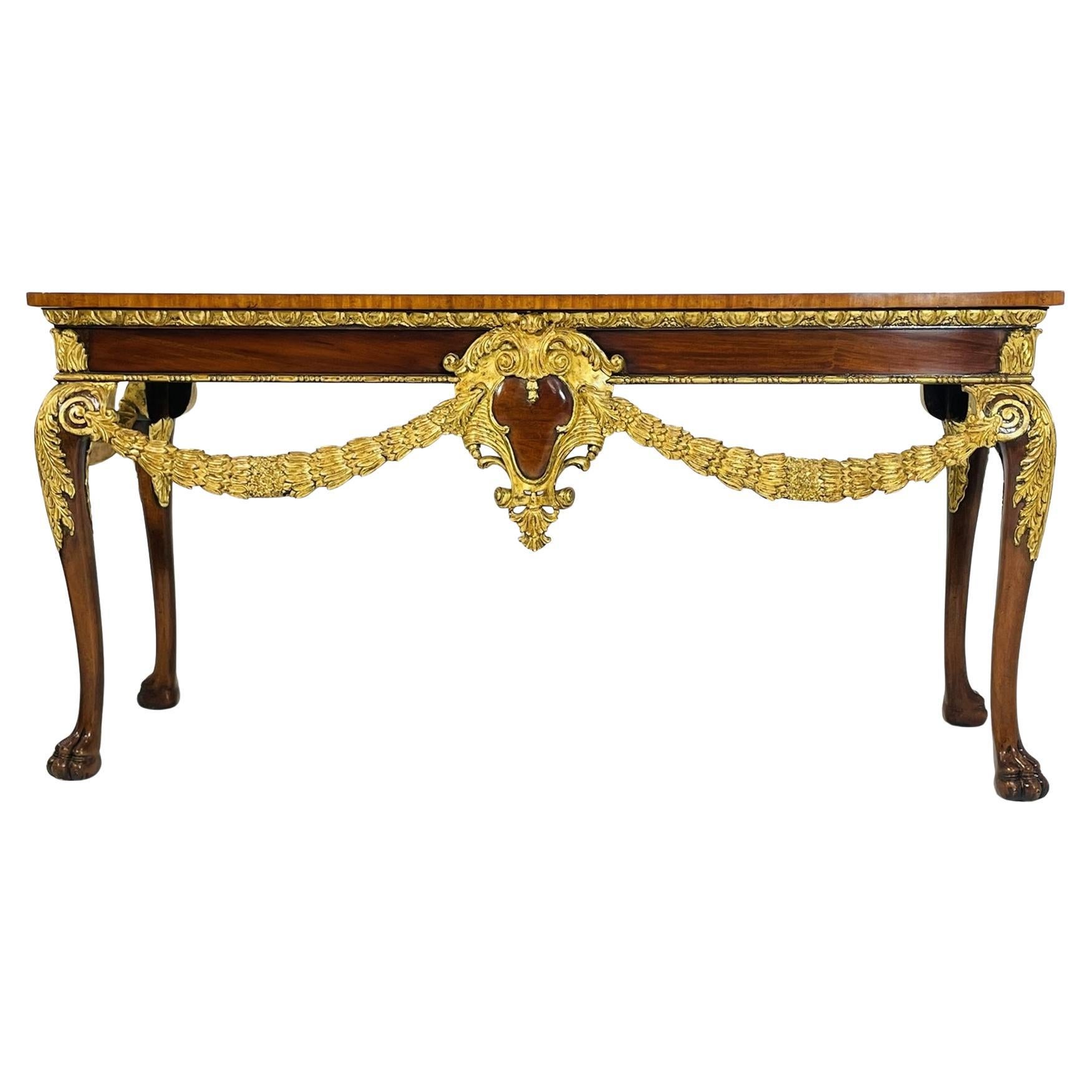 Gilt Carved Mahogany Console Table by Maitland-Smith, Neoclassical Style