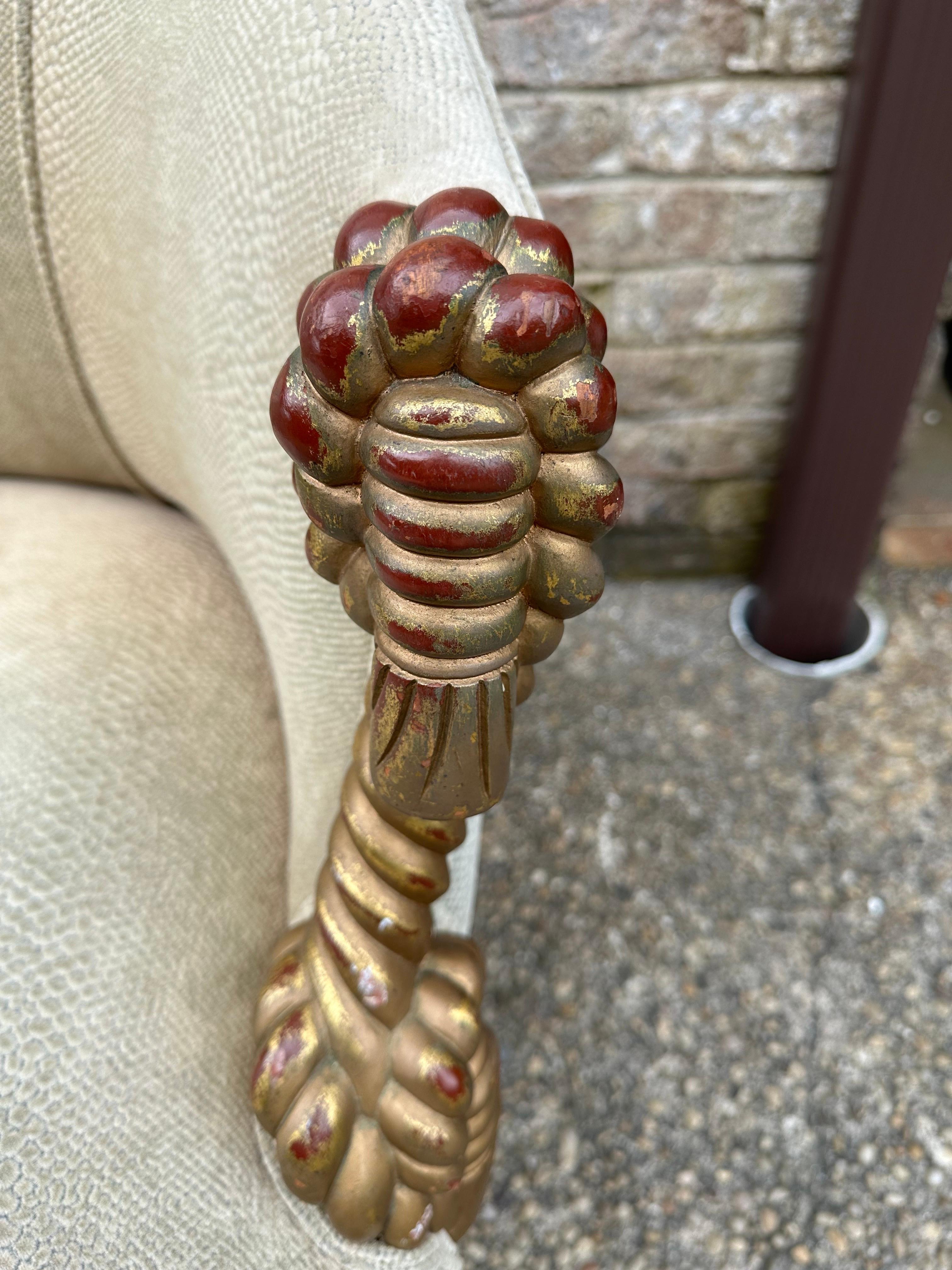 Gilt Carved Rope Armchairs For Sale 8