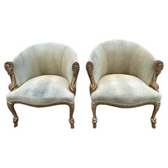 Gilt Carved Rope Armchairs