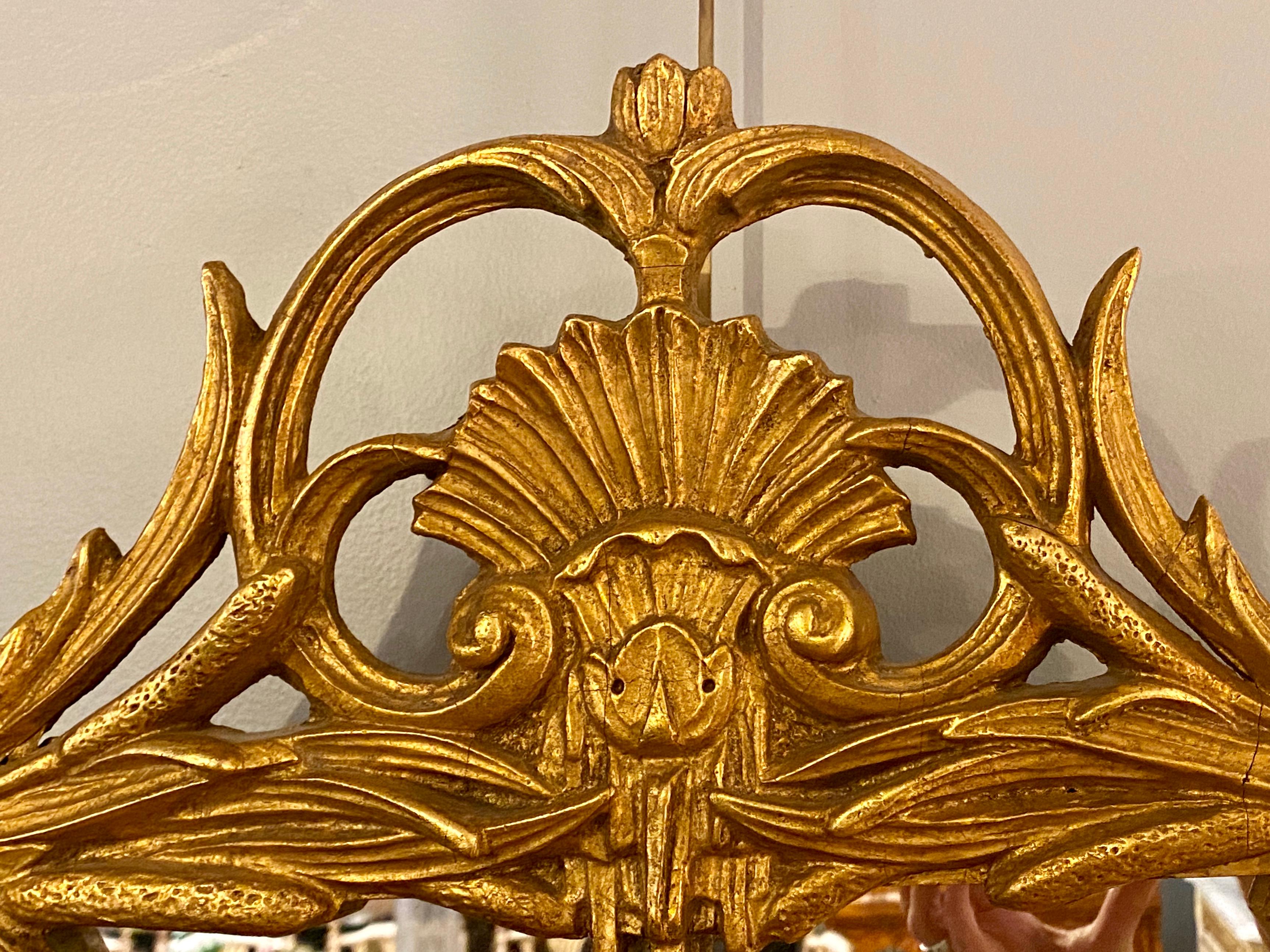 Mid-Century Modern Gilt Carved Shell Motif Italian Mirror