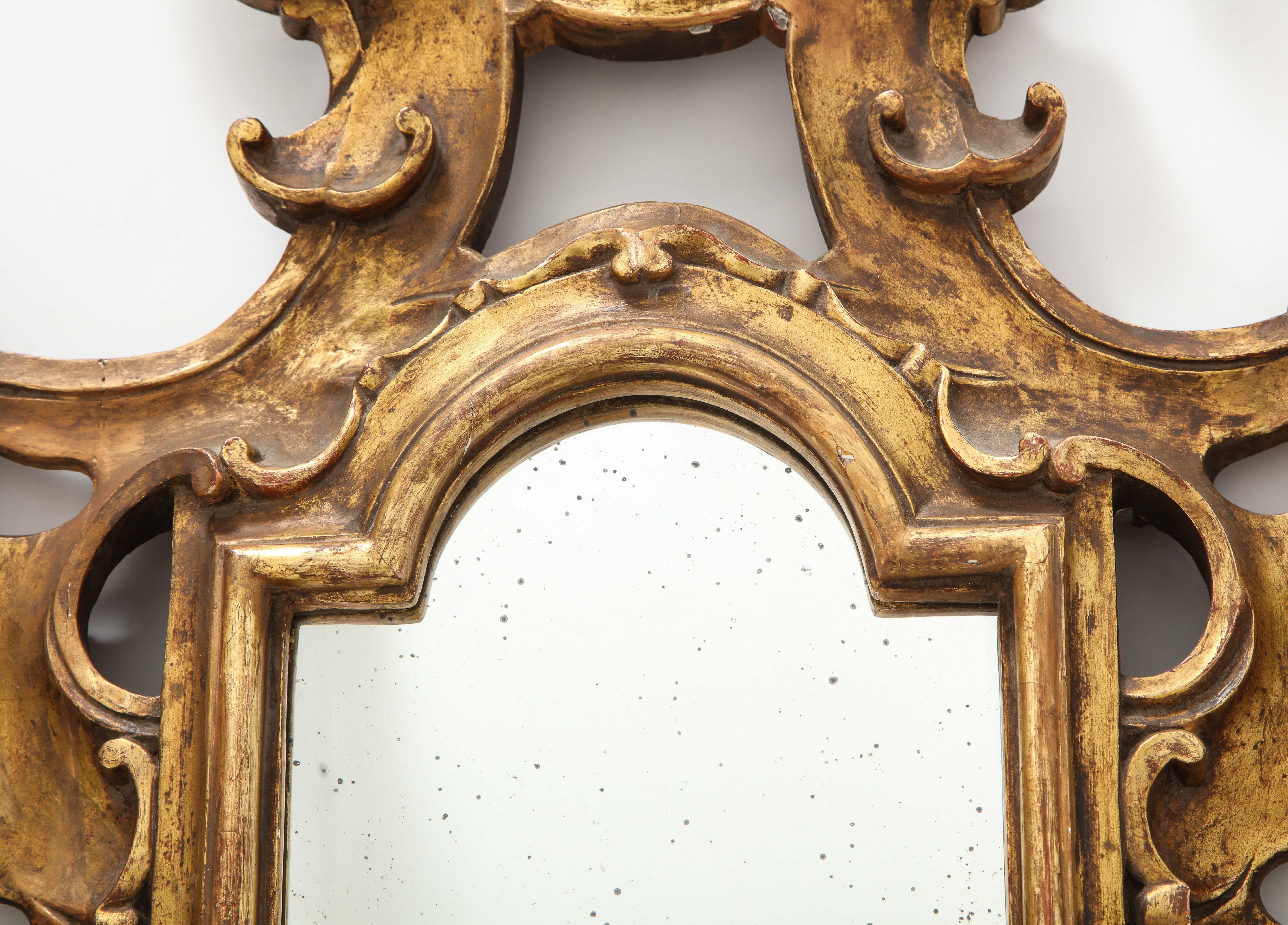 Gilt Carved Wood Baroque Mirror For Sale 5