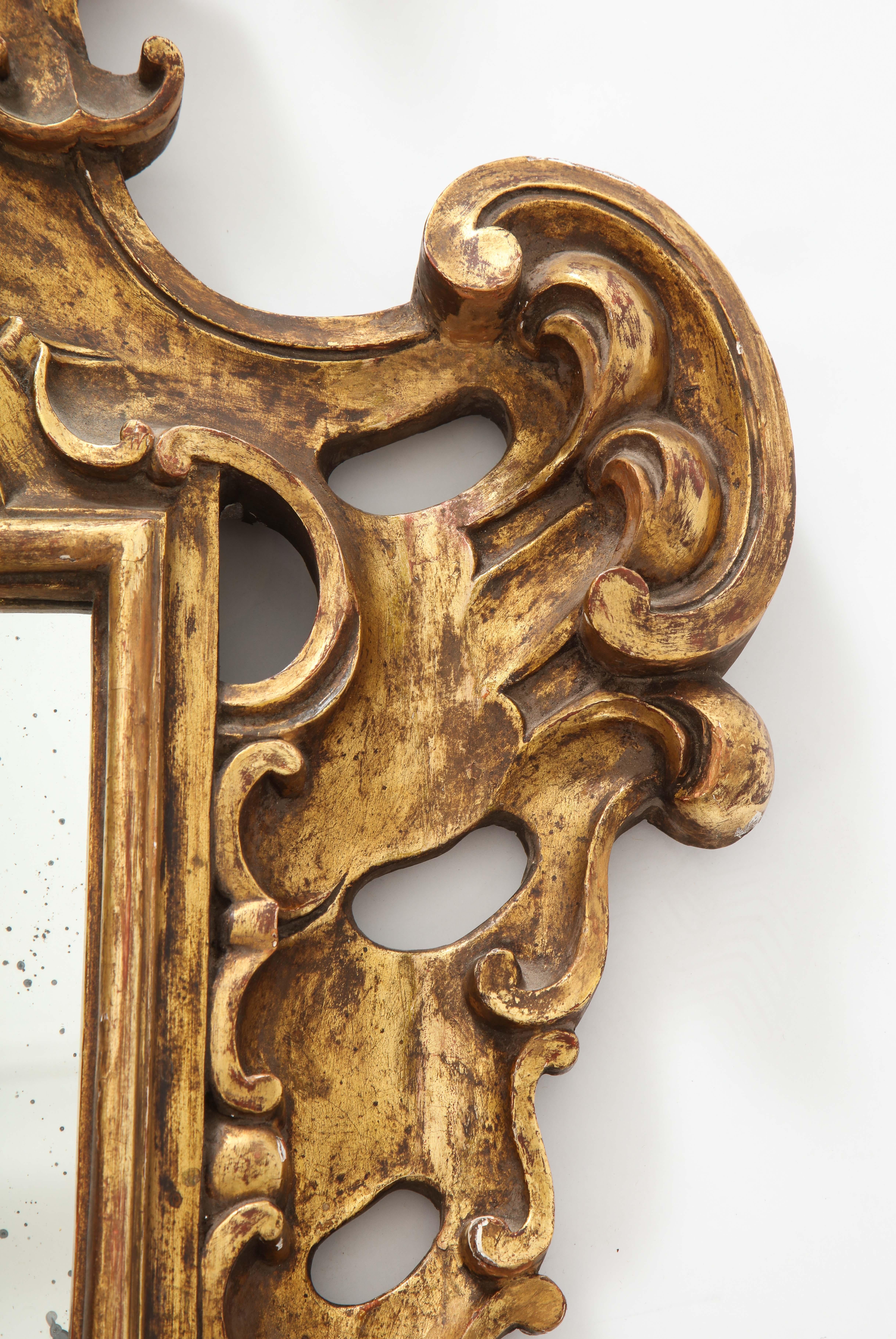 Gilt Carved Wood Baroque Mirror For Sale 6