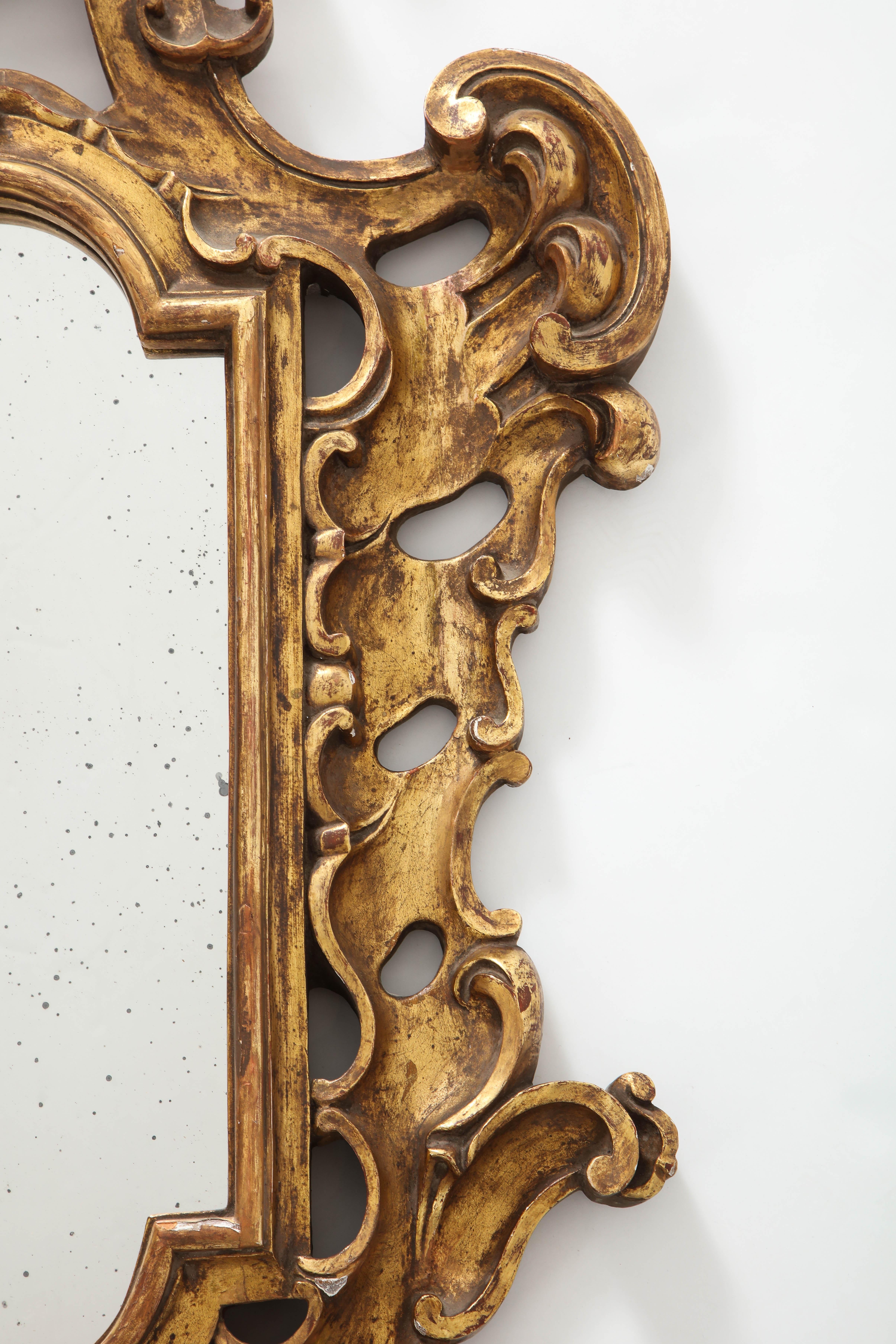 Gilt carved wood Baroque Revival style mirror.