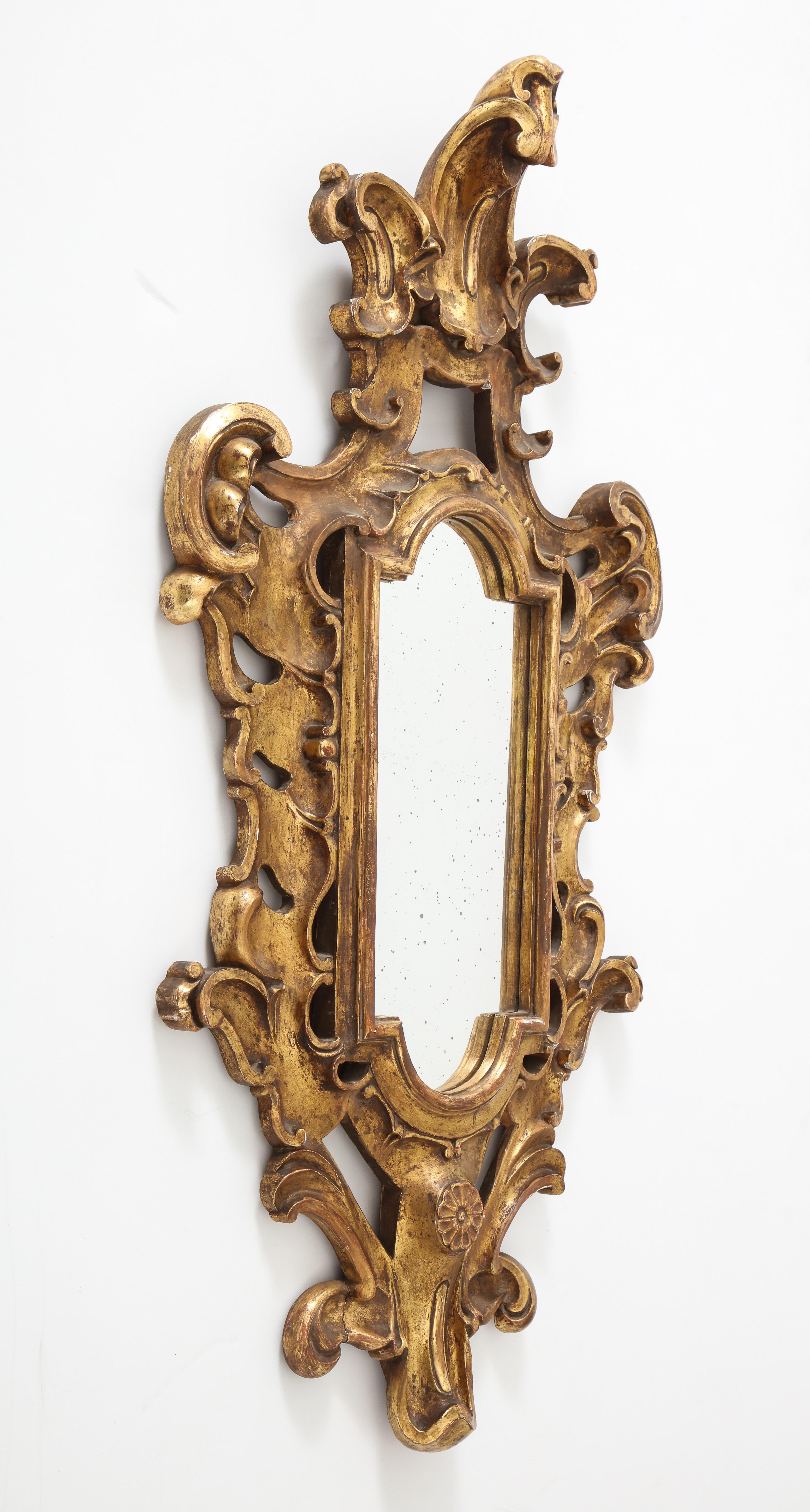 Gilt Carved Wood Baroque Mirror For Sale 3