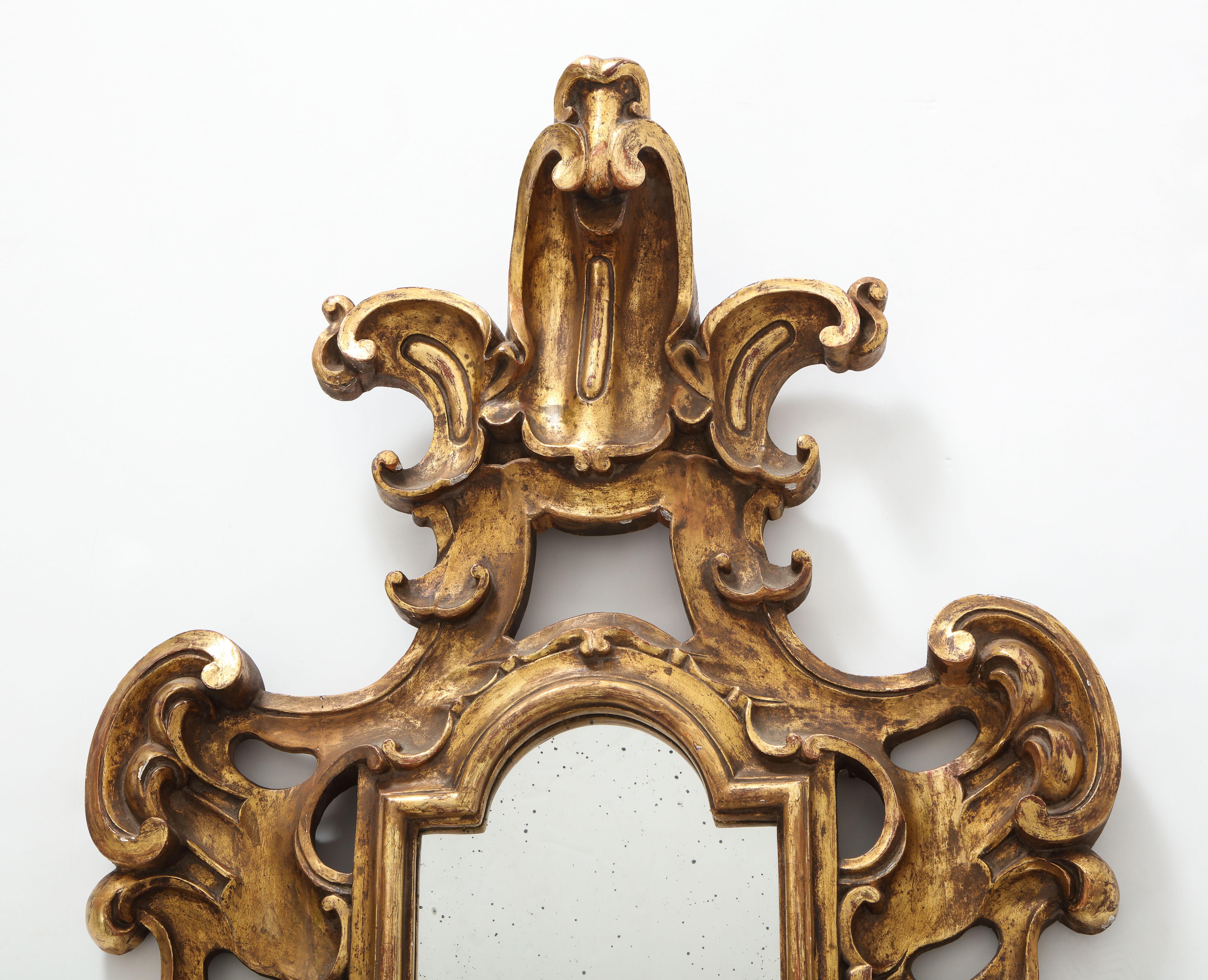 Gilt Carved Wood Baroque Mirror For Sale 4
