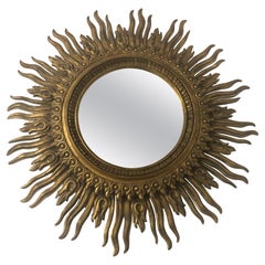 Gilt Carved Wood Sunburst Framed Mirror