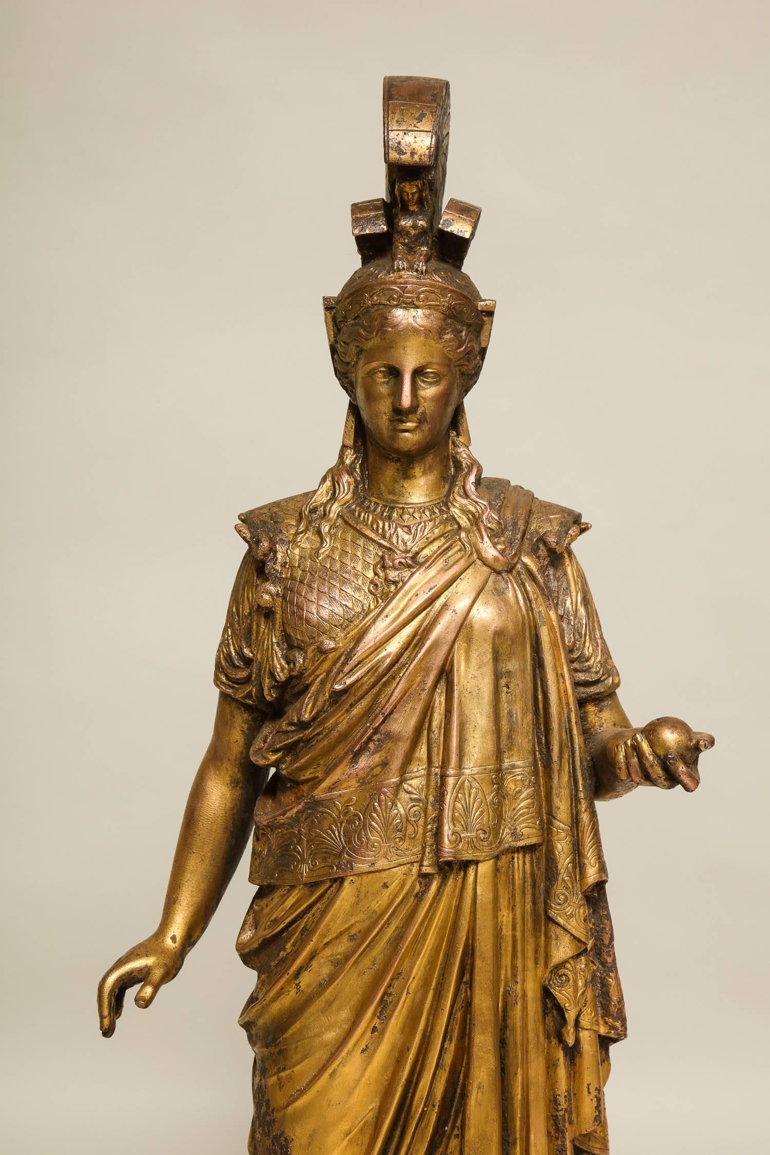 Classical Greek Neoclassical Gilt Iron Sculpture of Athena