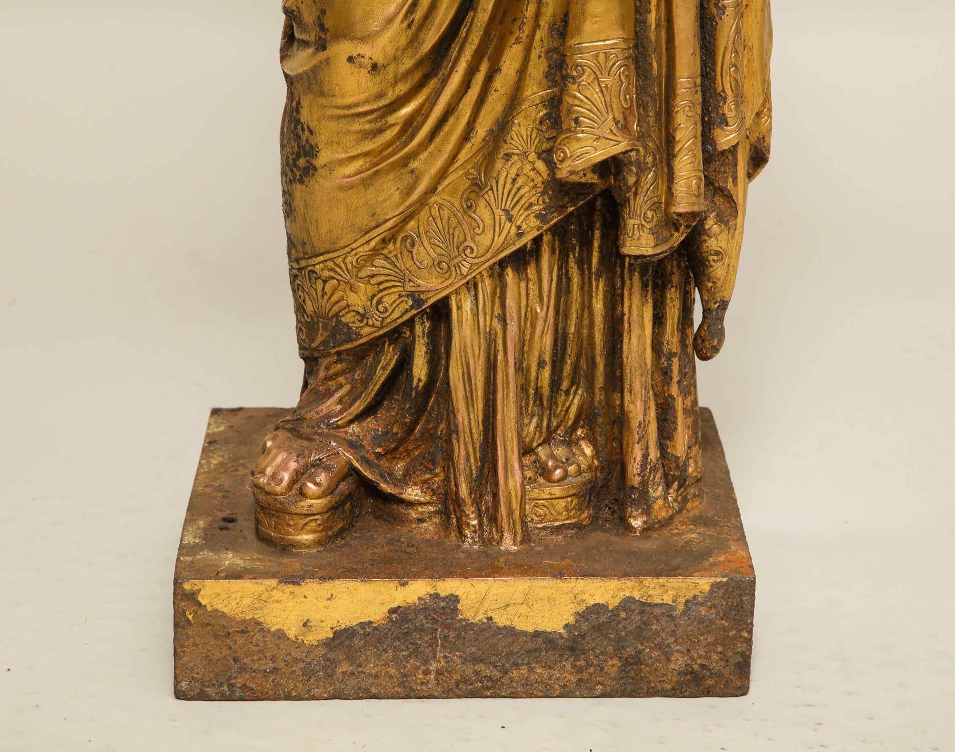Austrian Neoclassical Gilt Iron Sculpture of Athena