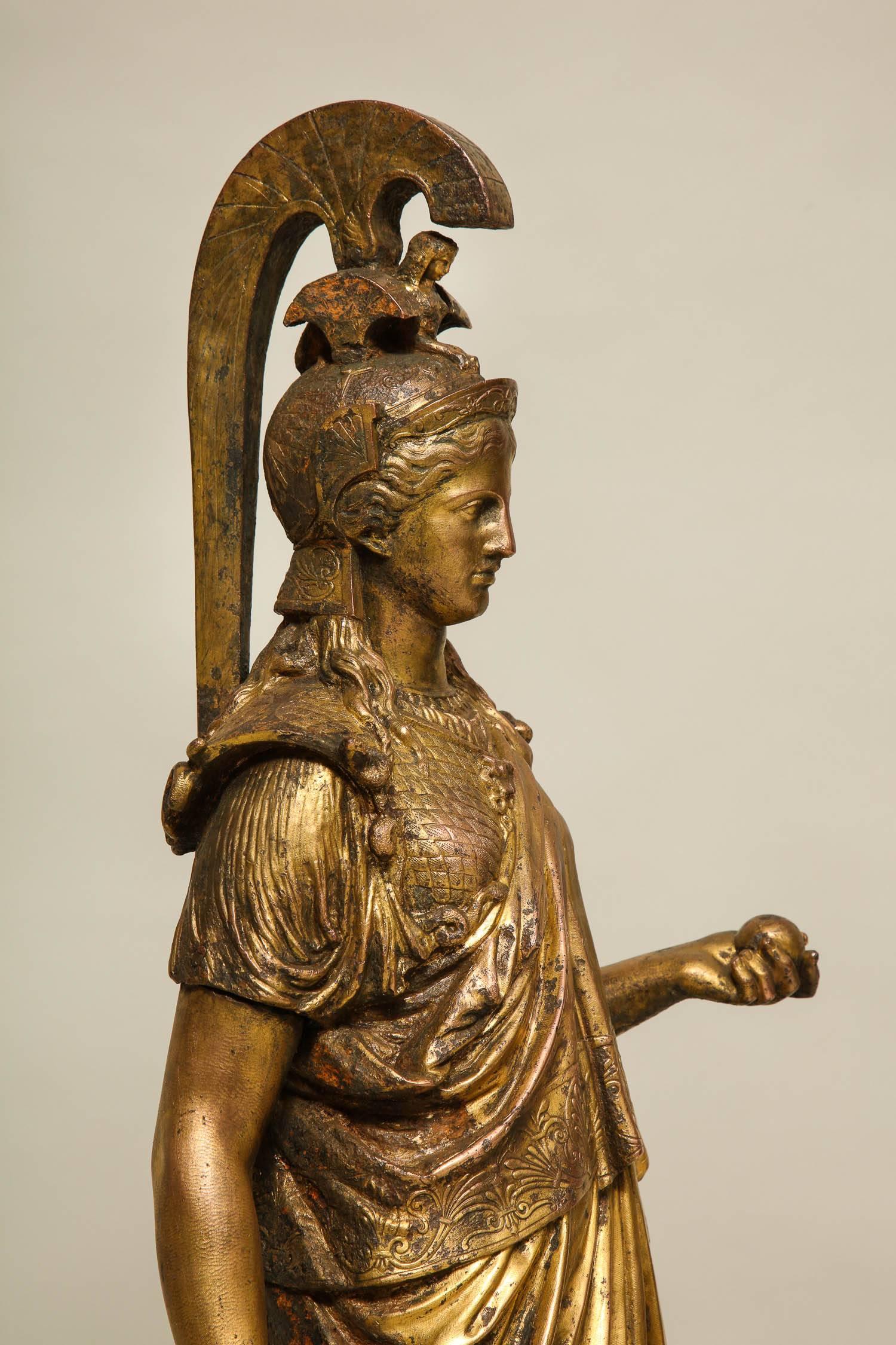 Neoclassical Gilt Iron Sculpture of Athena In Good Condition In Greenwich, CT