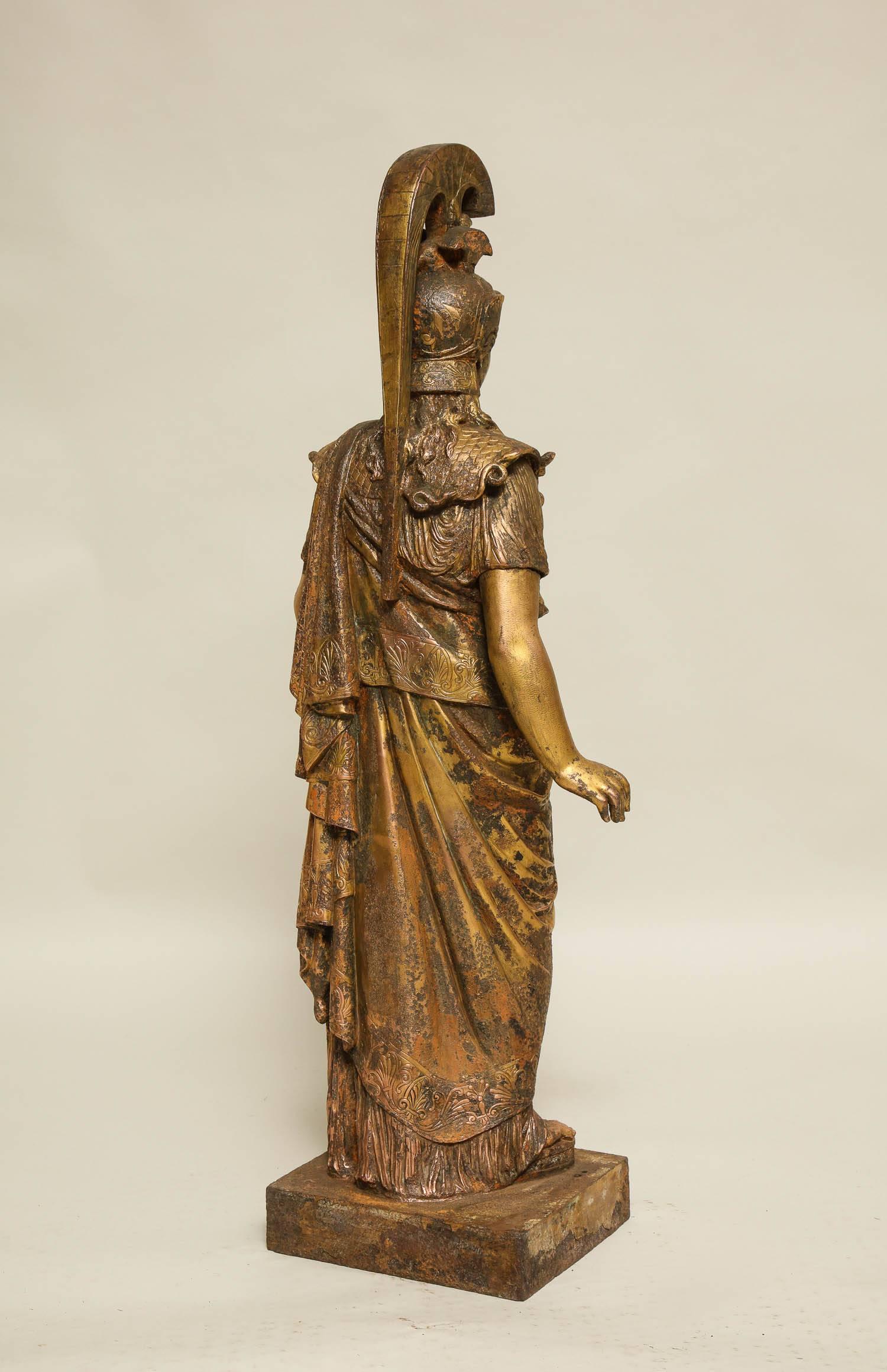 Late 19th Century Neoclassical Gilt Iron Sculpture of Athena