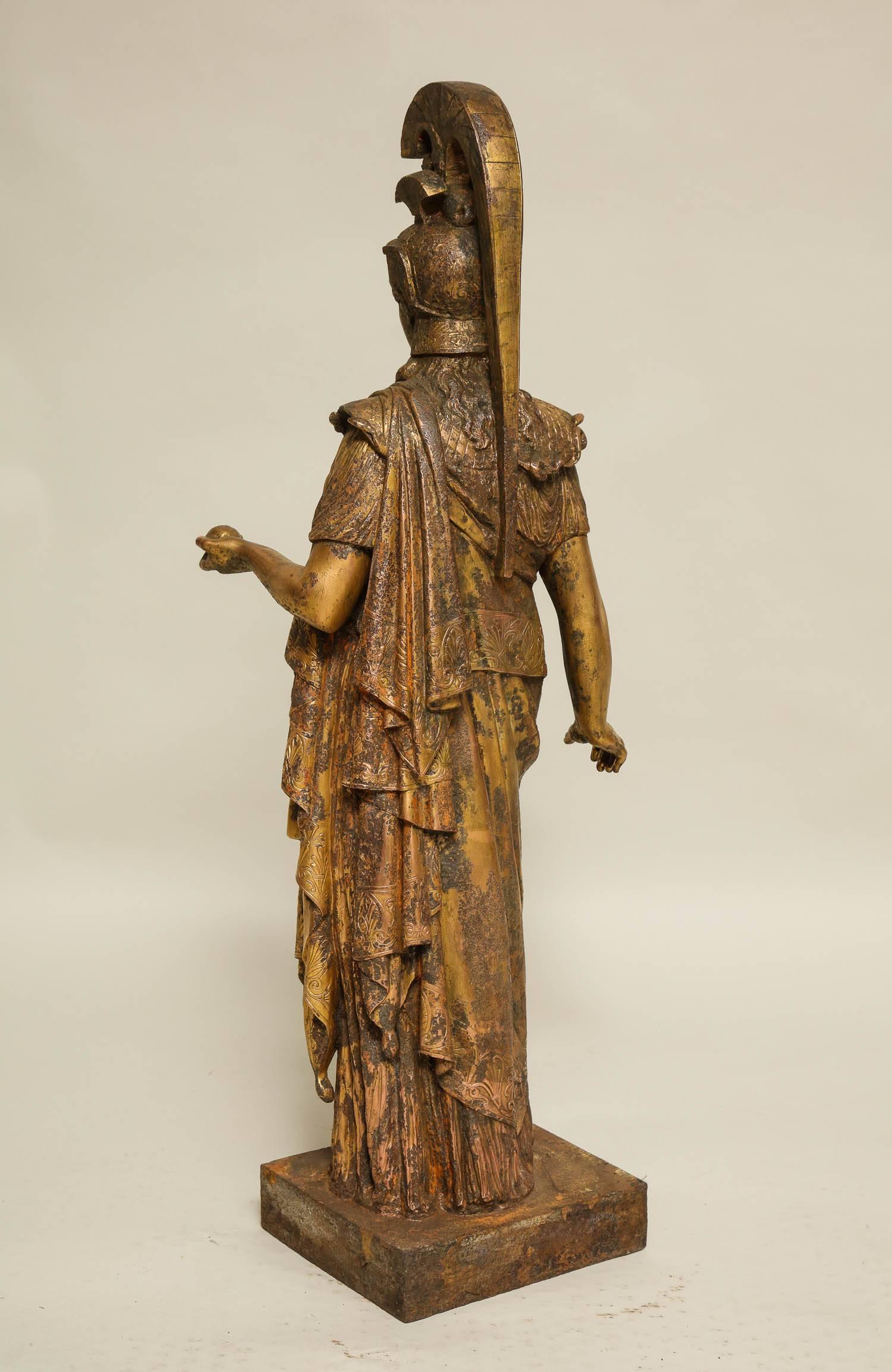 Neoclassical Gilt Iron Sculpture of Athena 1