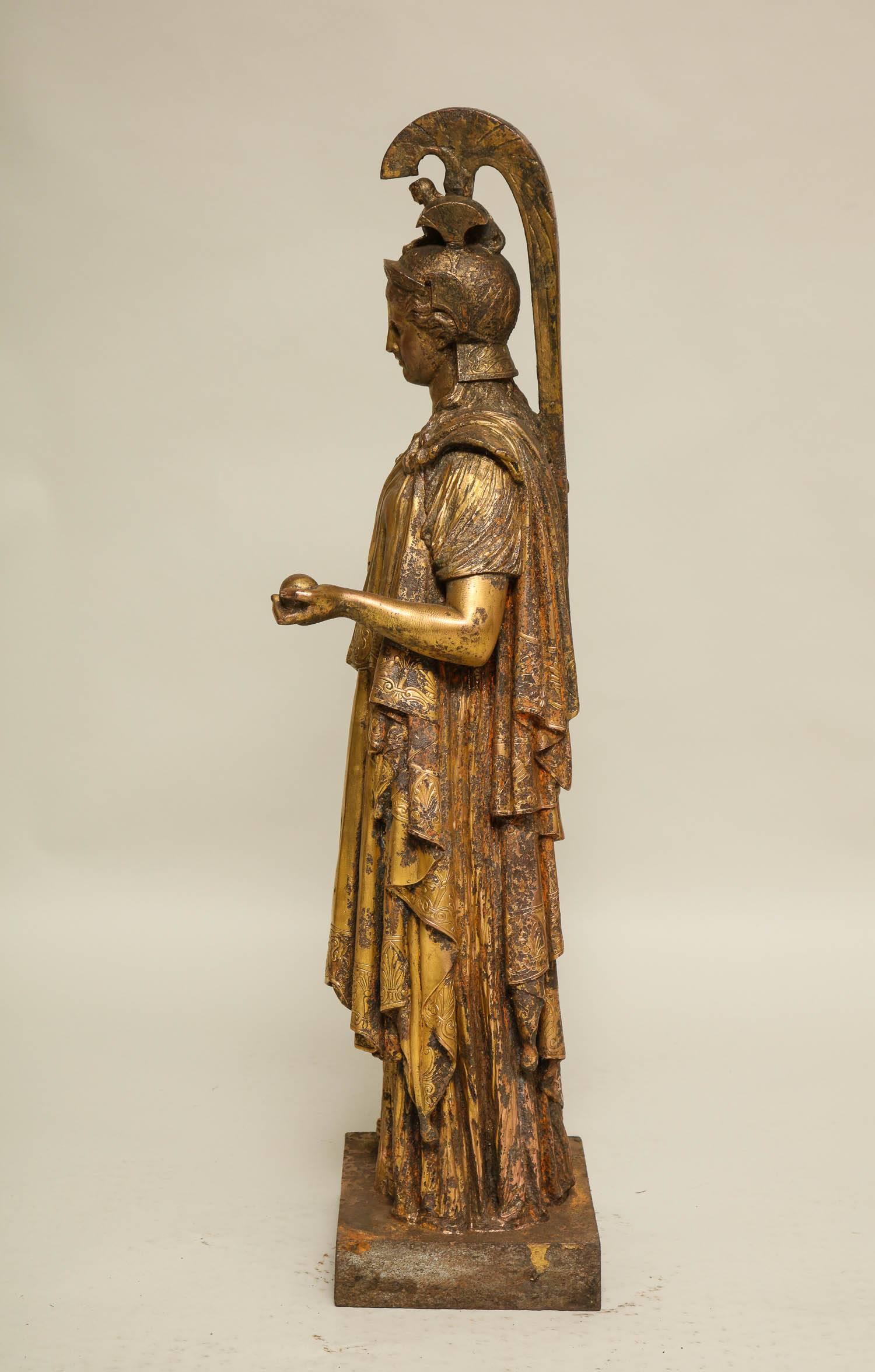 Neoclassical Gilt Iron Sculpture of Athena 2