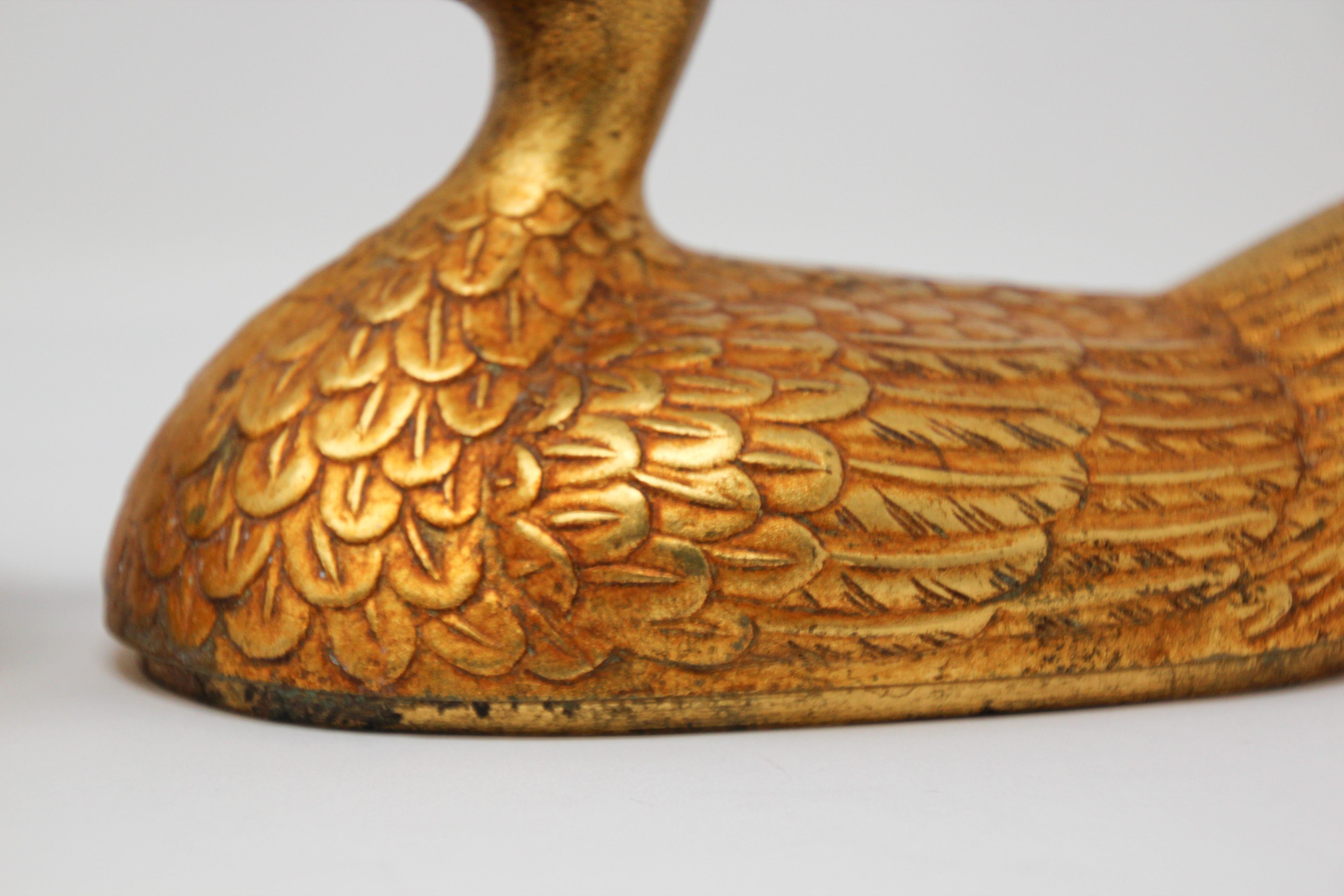 Gilt Cast Metal Duck Form Lidded Decorative Box 6