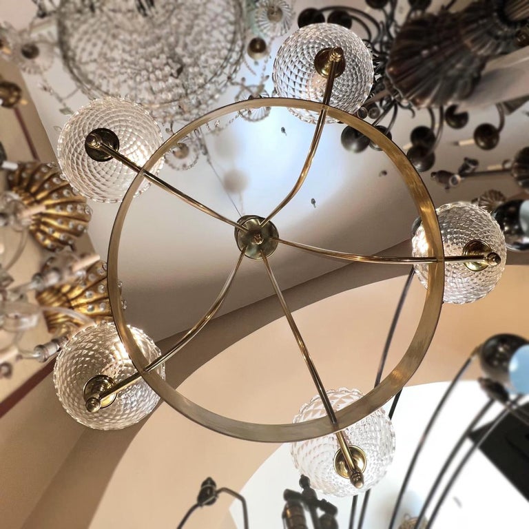 Gilt Chandelier with Murano Glass Bobeches For Sale at 1stDibs