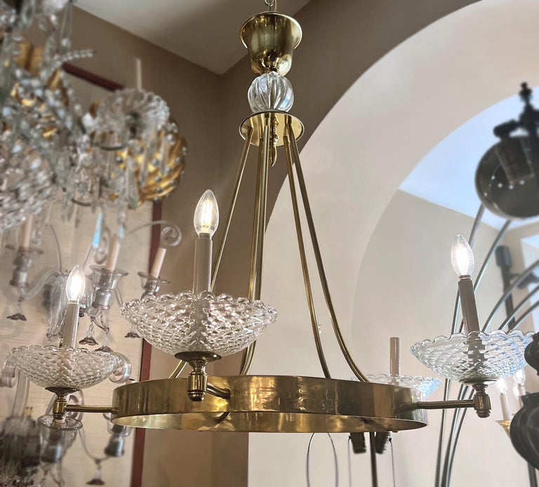 Gilt Chandelier with Murano Glass Bobeches For Sale at 1stDibs