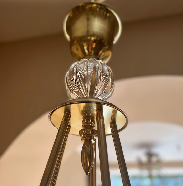 Gilt Chandelier with Murano Glass Bobeches For Sale at 1stDibs