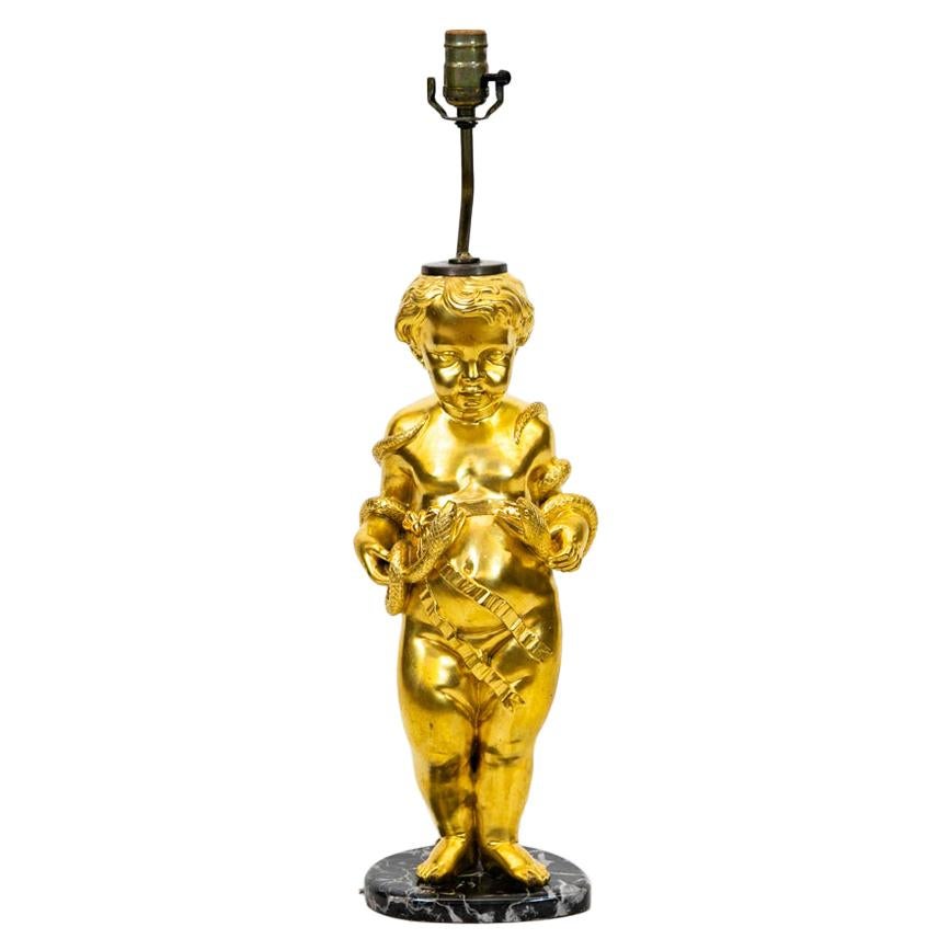 Gilt Cherub Lamp