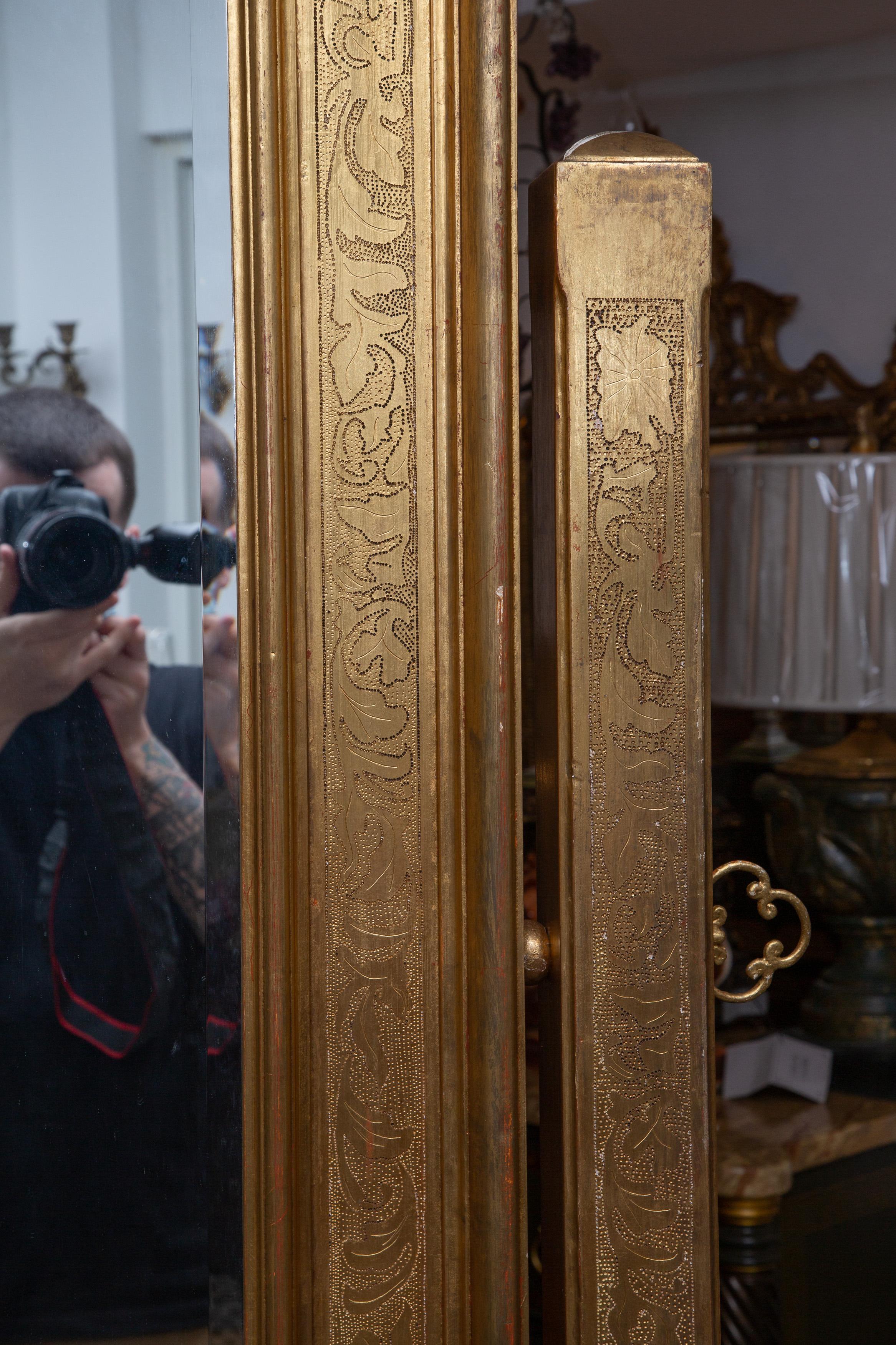 19th Century Napoleon III Gilt Cheval Mirror For Sale