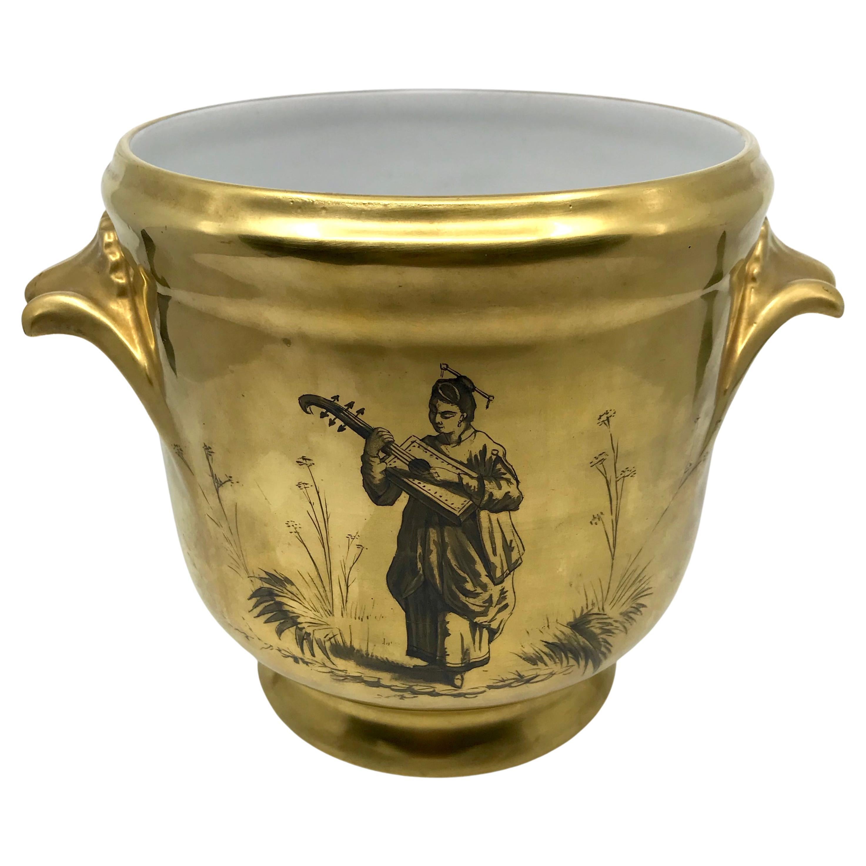 Gilt Chinoiserie Cachepot For Sale