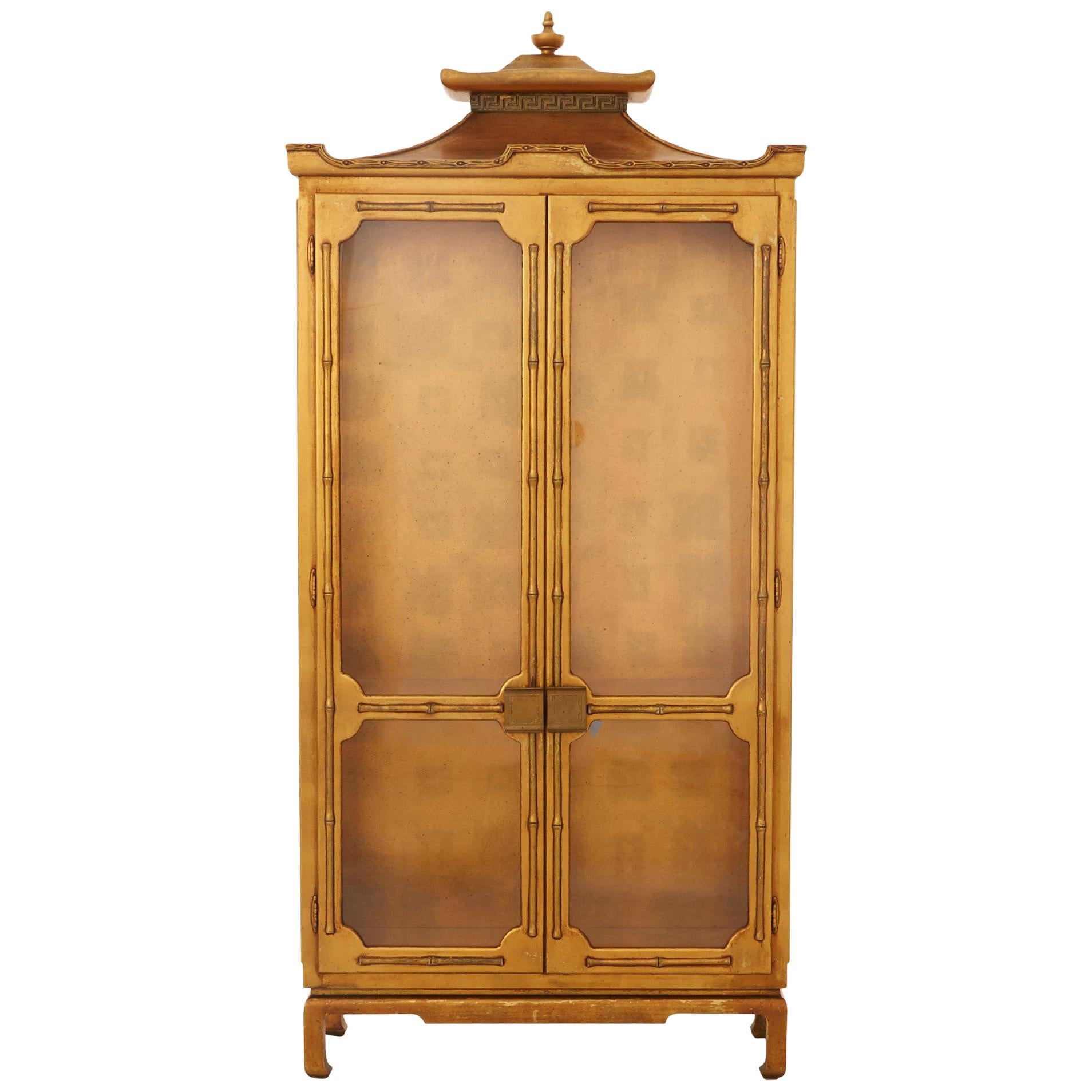 Gilt Chinoiserie Display Cabinet For Sale