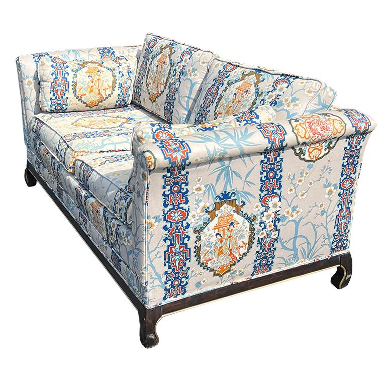 Vergoldetes Chinoiserie-Sofa-Couch- Loveseat von Broyhill and Lenoir Chair Company  (amerikanisch) im Angebot