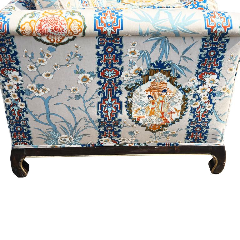 Vergoldetes Chinoiserie-Sofa-Couch- Loveseat von Broyhill and Lenoir Chair Company  (Ende des 20. Jahrhunderts) im Angebot