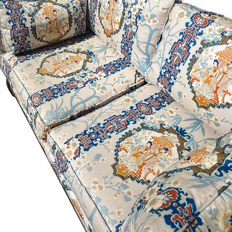 Vergoldetes Chinoiserie-Sofa-Couch- Loveseat von Broyhill and Lenoir Chair Company  (Stoff) im Angebot