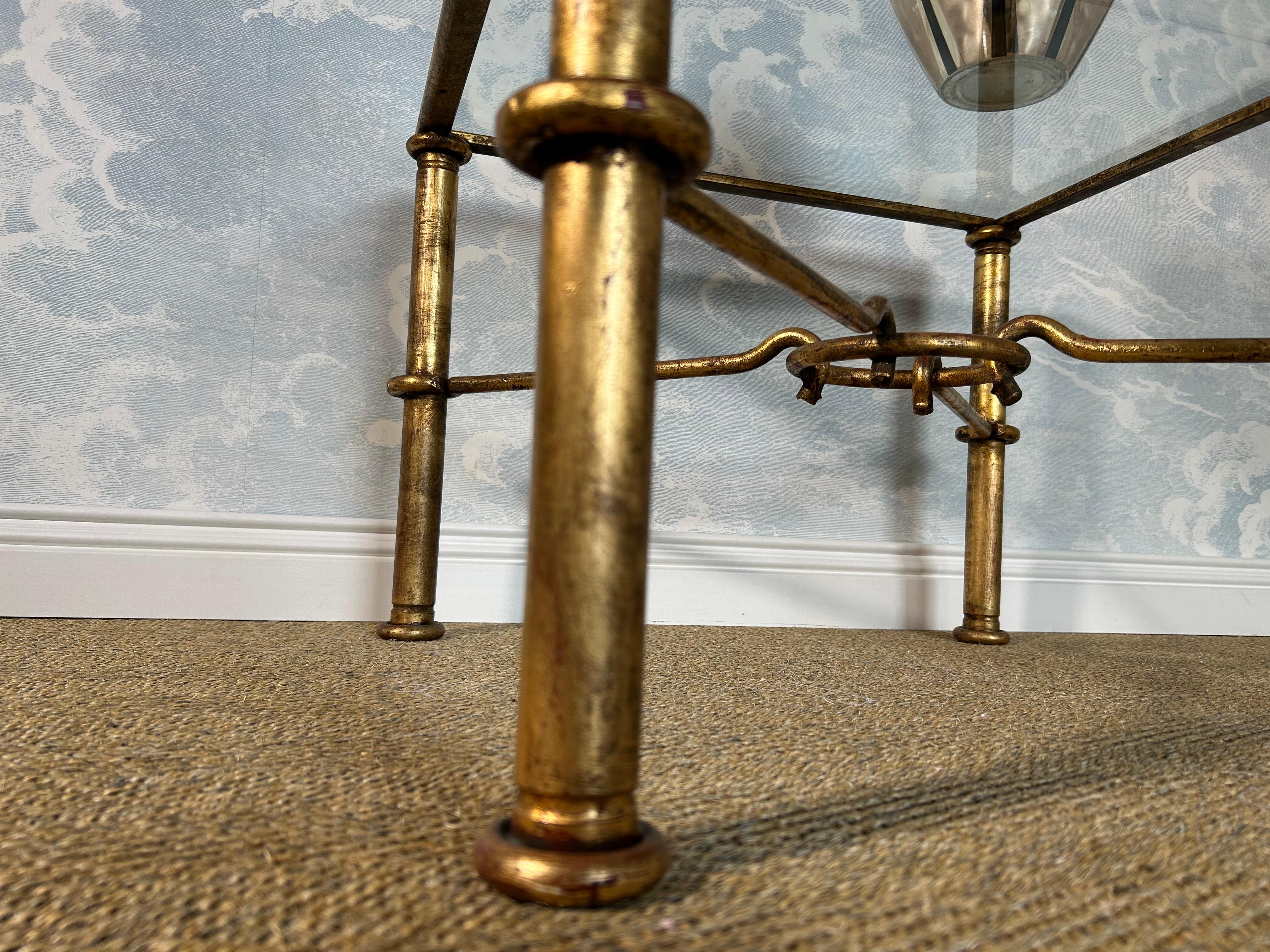 Glass Gilt Coffee Table, Italy, 1970's, by Giovanni Banci for Hermes For Sale