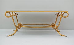 Gilt Coffee Table with Original Iridescent Mirrored Top by René Drouet