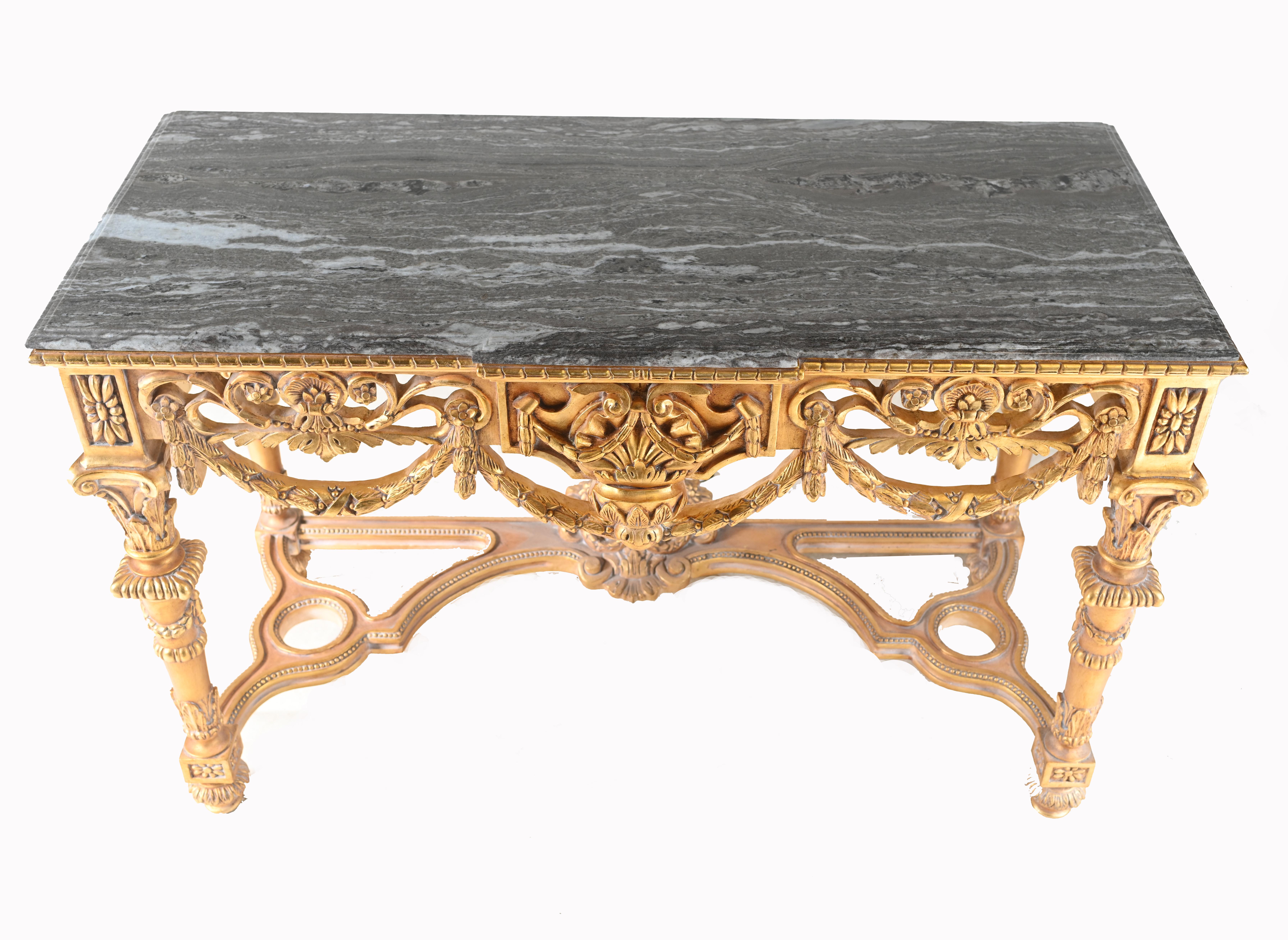 Legno dorato Tavolo consolle dorato - Tavolo da sala italiano barocco in vendita