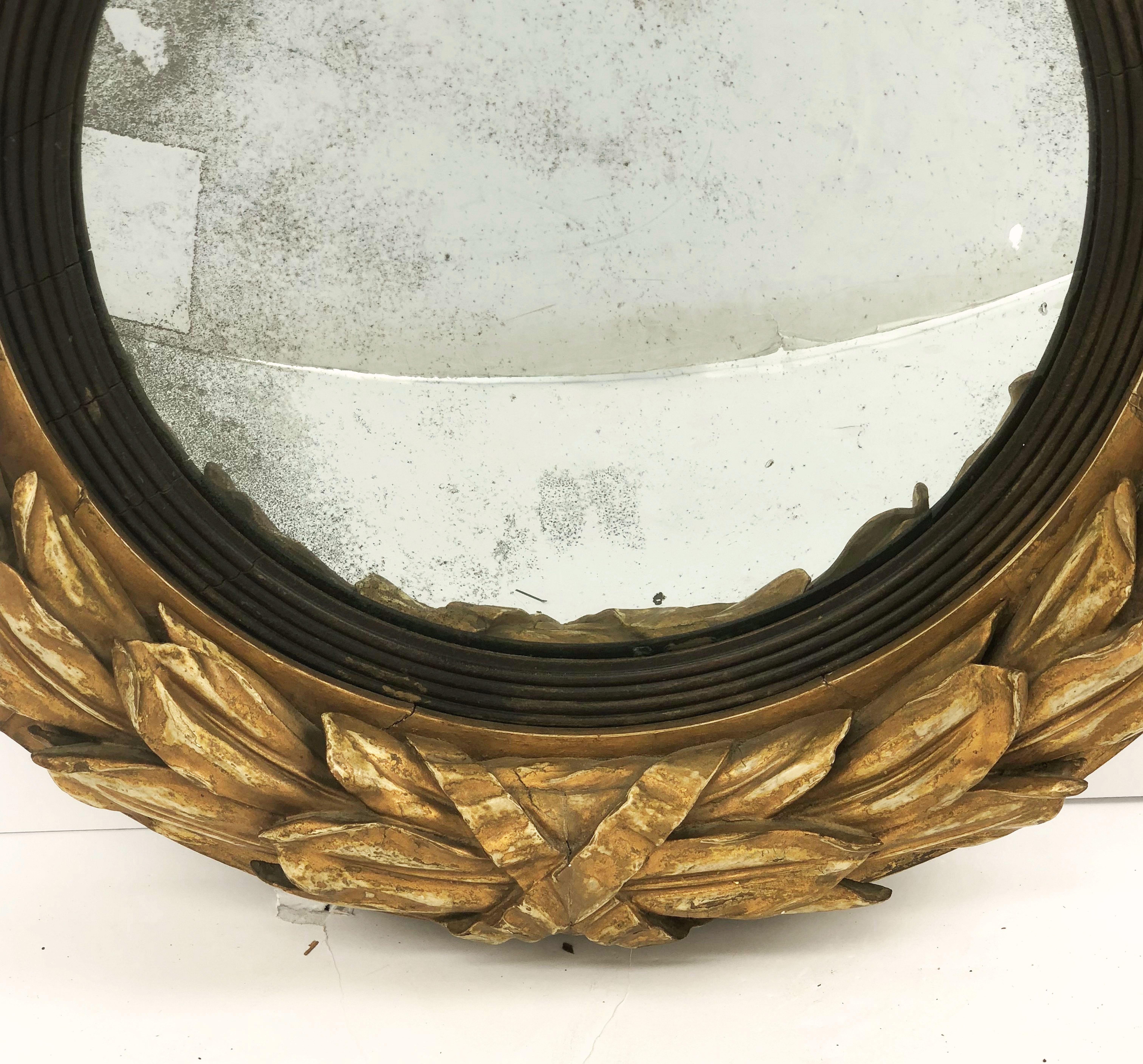 Gilt Convex Mirror from the Regency Era (Diameter 19 1/2) 5