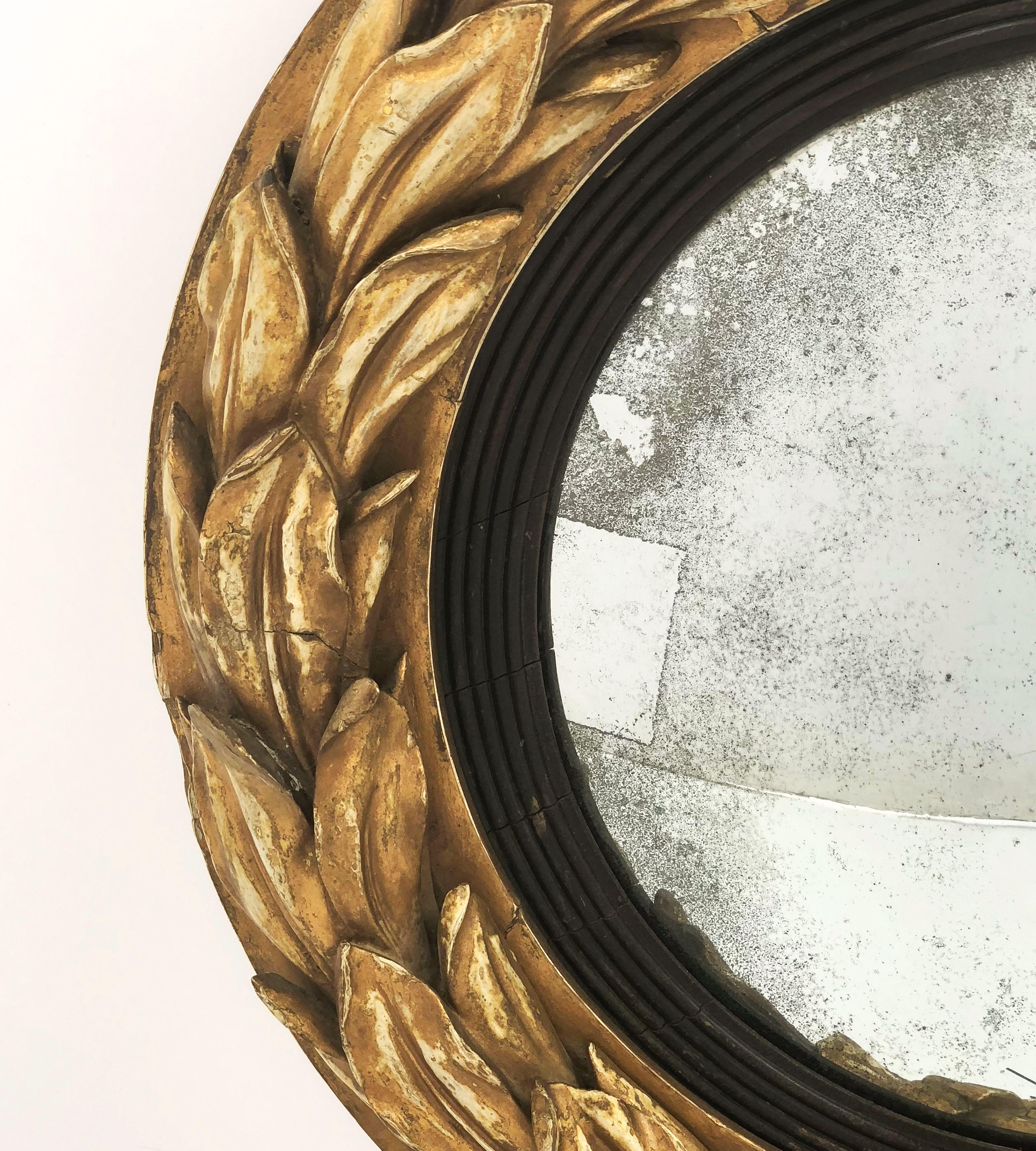 Gilt Convex Mirror from the Regency Era (Diameter 19 1/2) 7