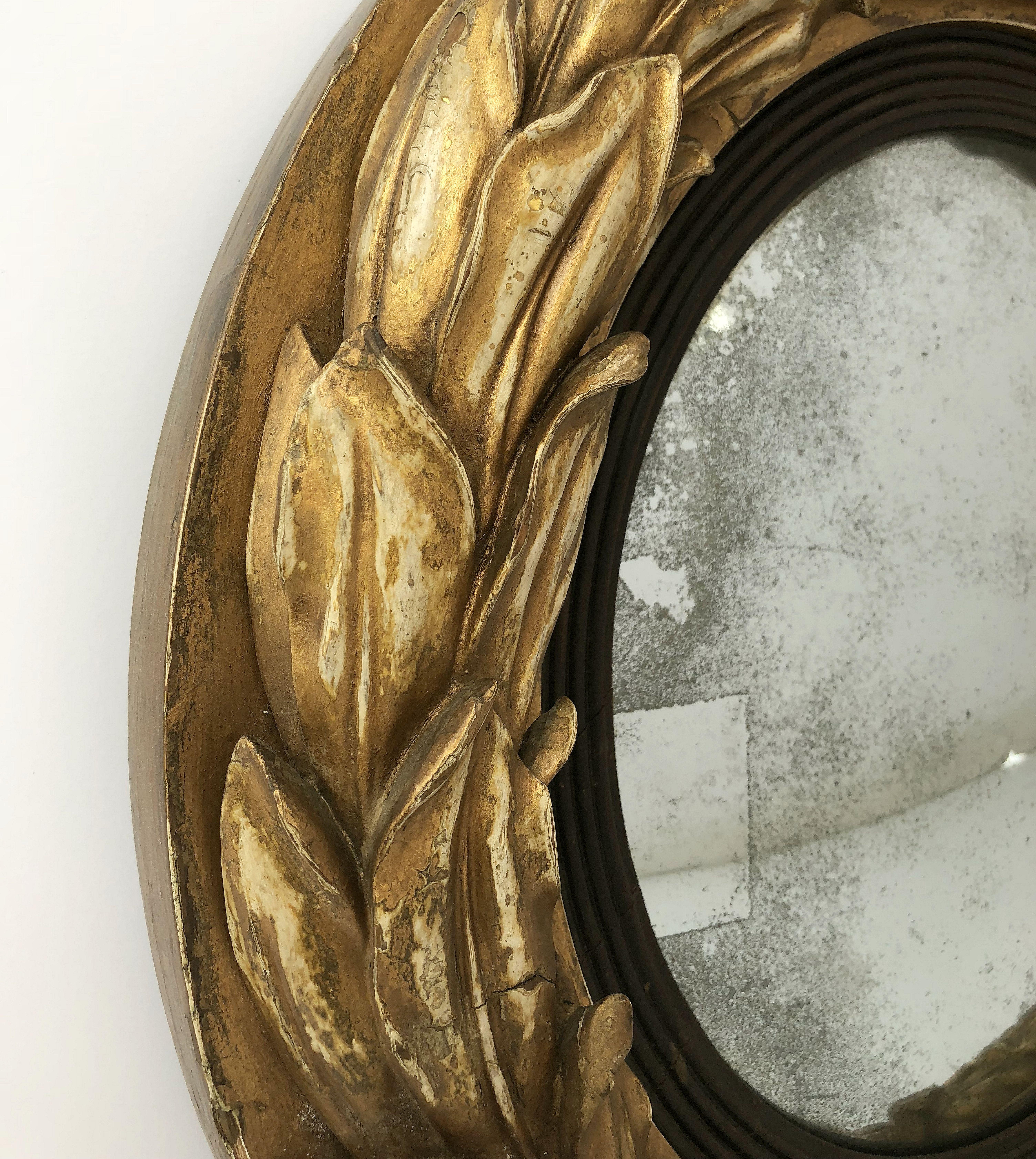 Gilt Convex Mirror from the Regency Era (Diameter 19 1/2) 9