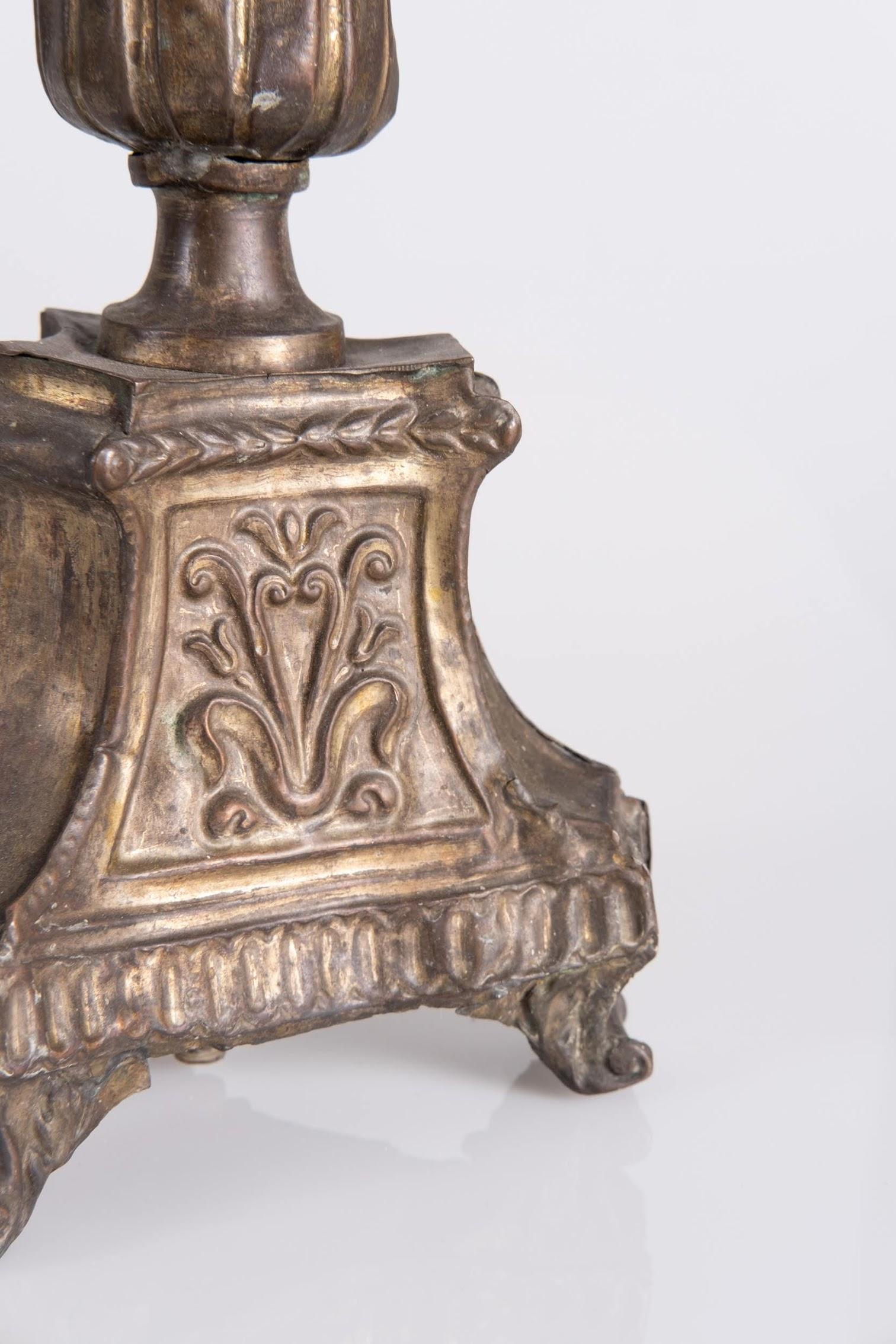 Gilt Copper Candleholder, Italy, Late 1700 (Italienisch) im Angebot