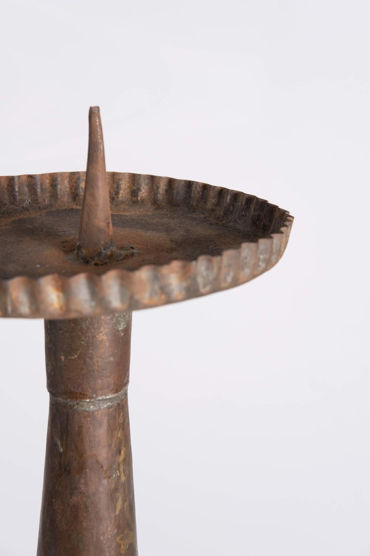 Gilt Copper Candleholder, Italy, Late 1700 In Excellent Condition For Sale In New York, NY
