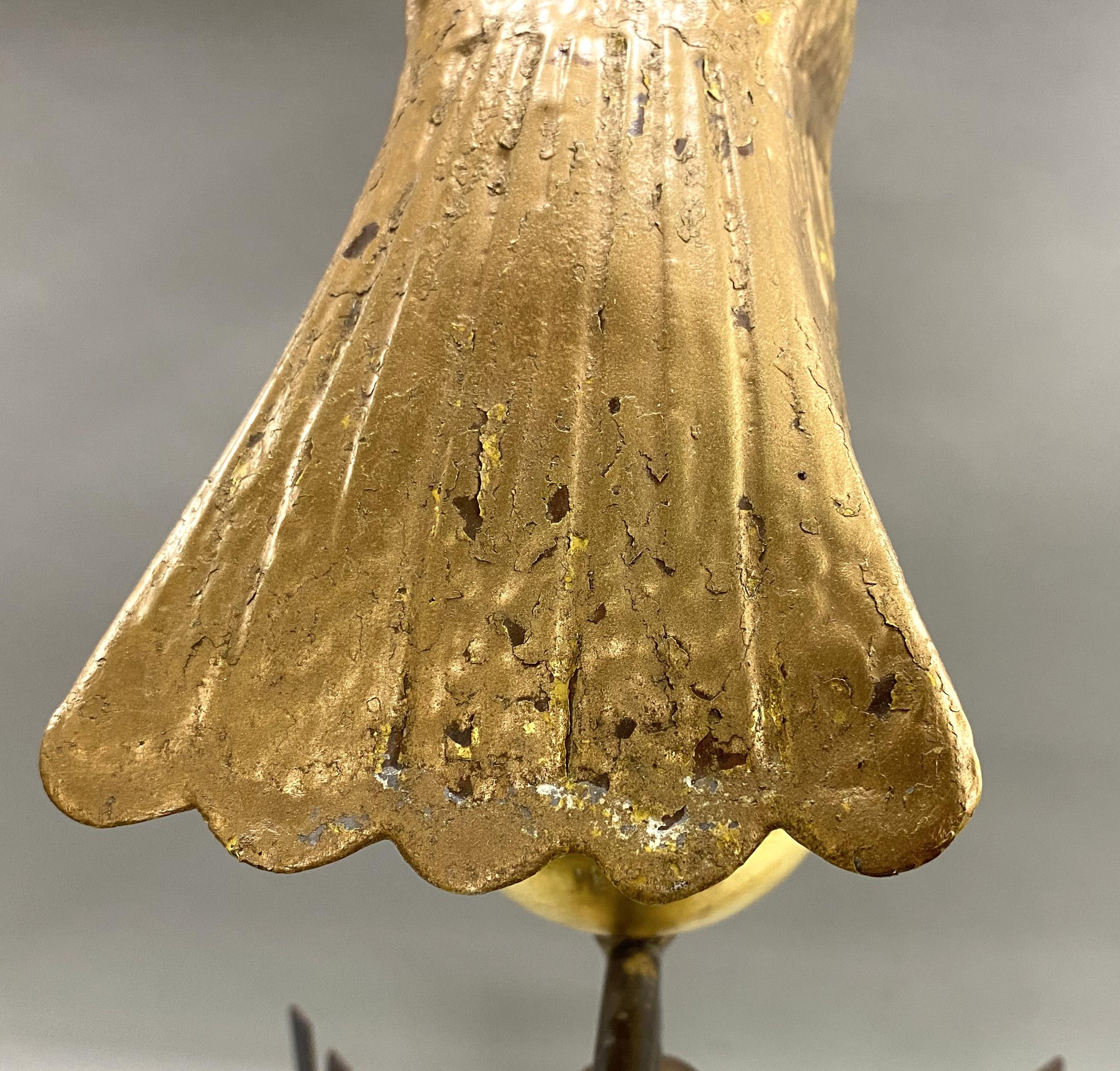 Metal Gilt Copper Eagle Weather Vane with Directional and Later Stand For Sale
