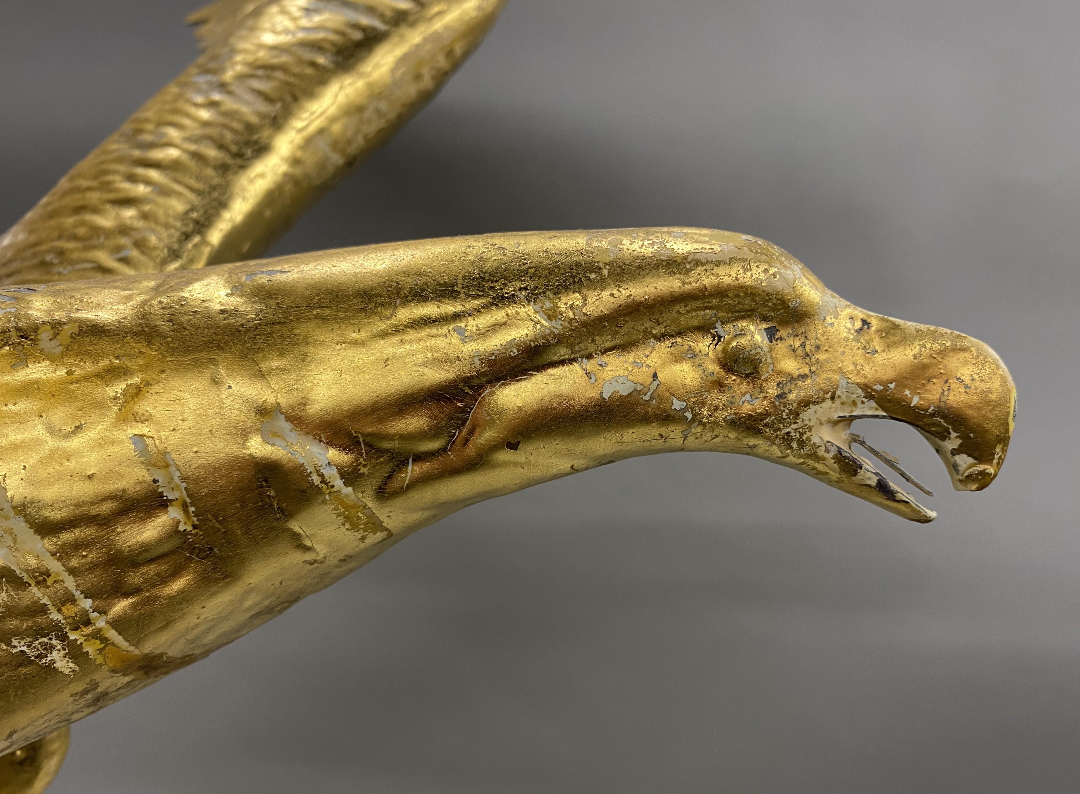 Gilt Copper Eagle Weather Vane with Directional and Later Stand For Sale 1