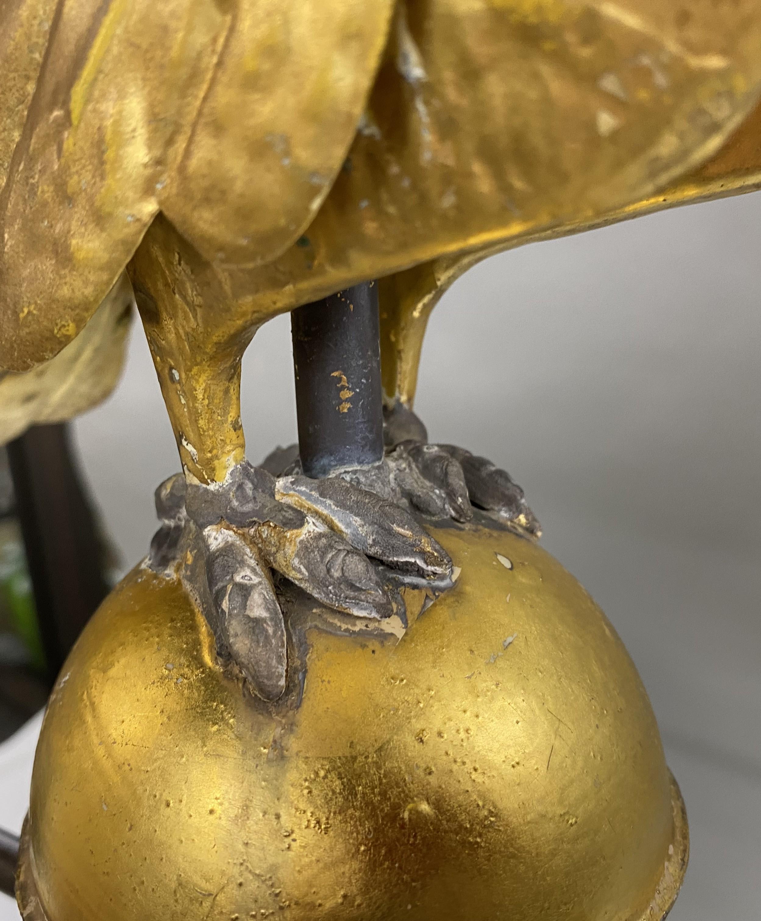 Gilt Copper Eagle Weather Vane with Directional and Later Stand For Sale 2