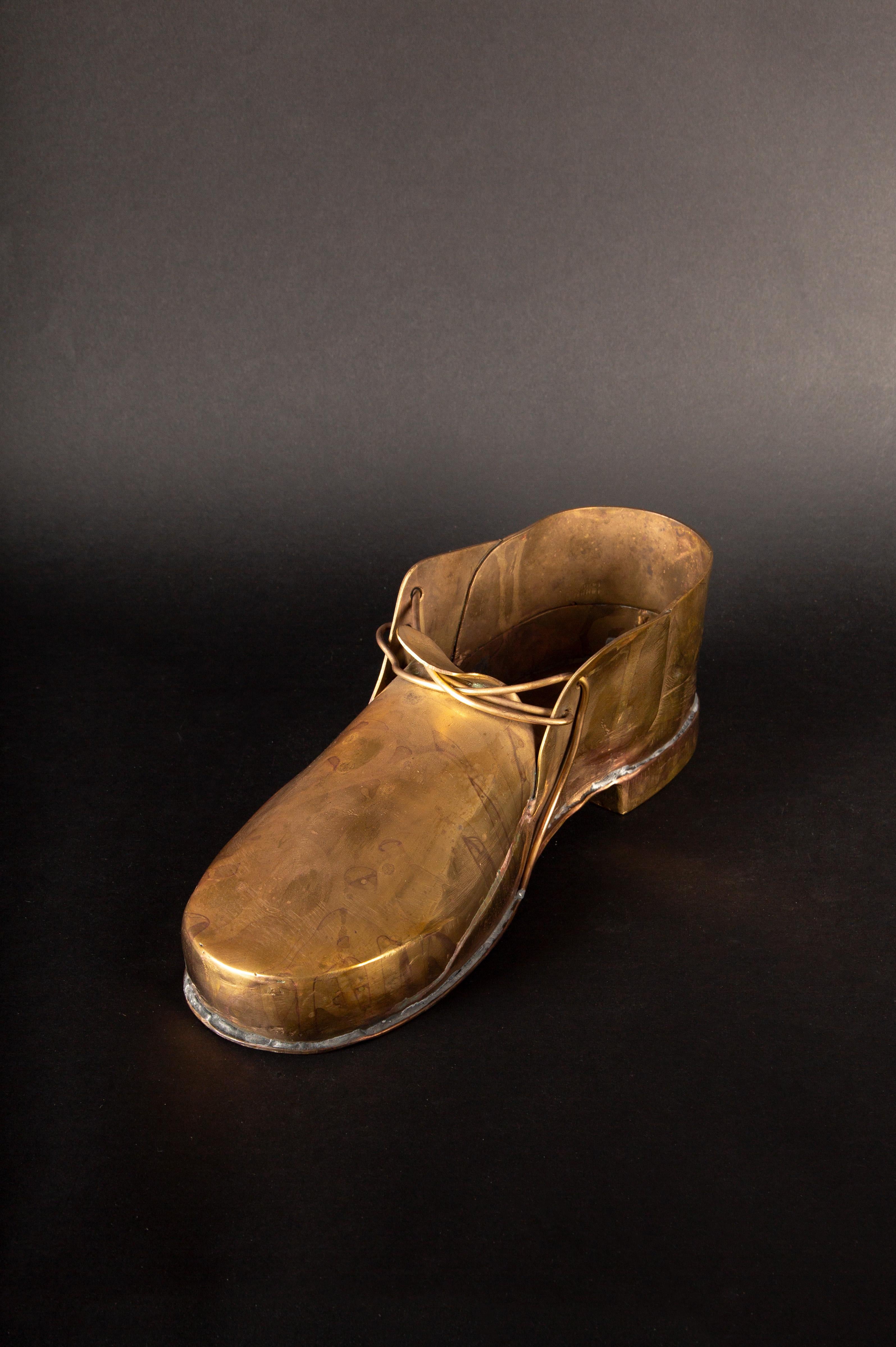 French Gilt Copper Shoe in the Shape of a Loafer