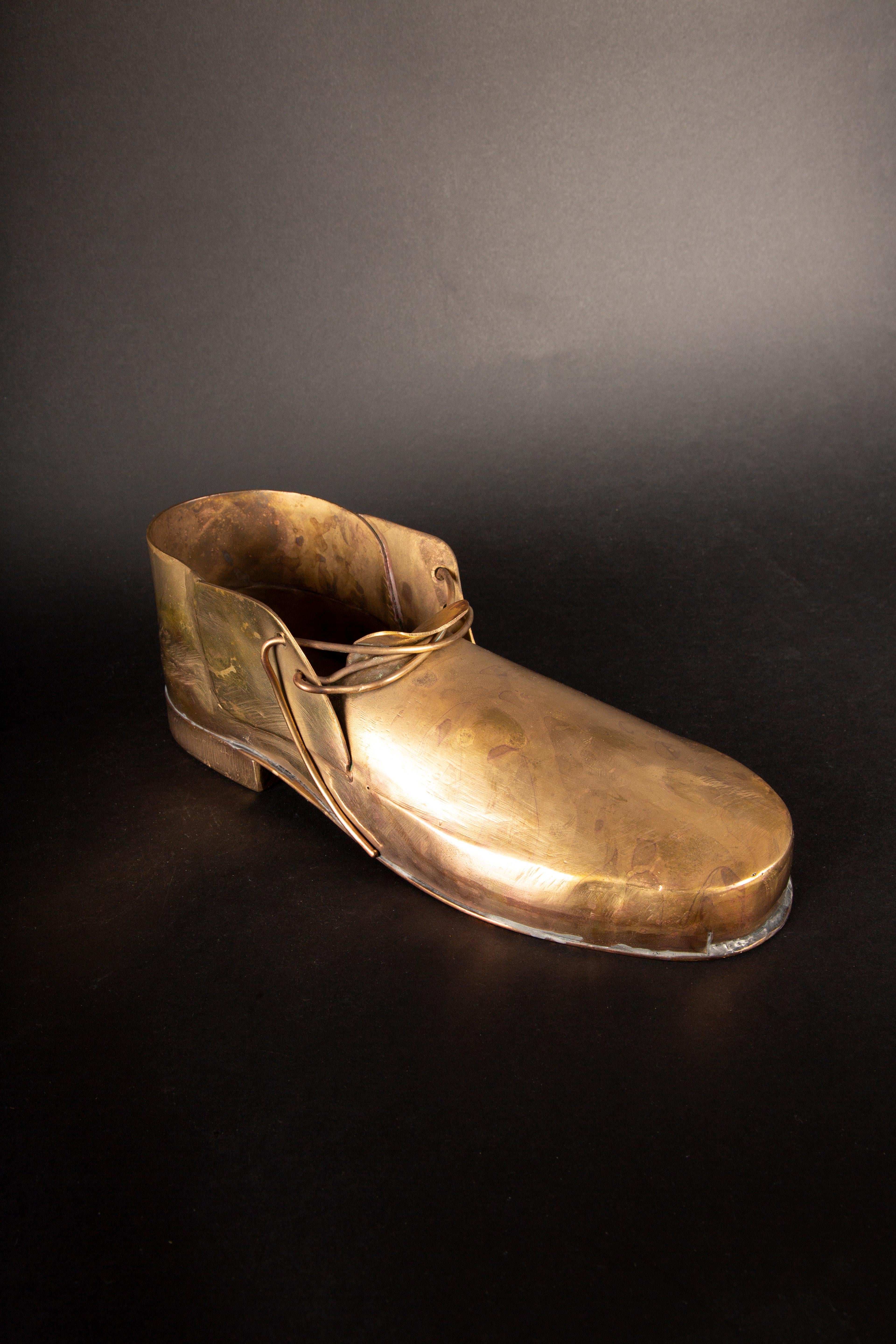 Gilt Copper Shoe in the Shape of a Loafer In Good Condition In New York, NY