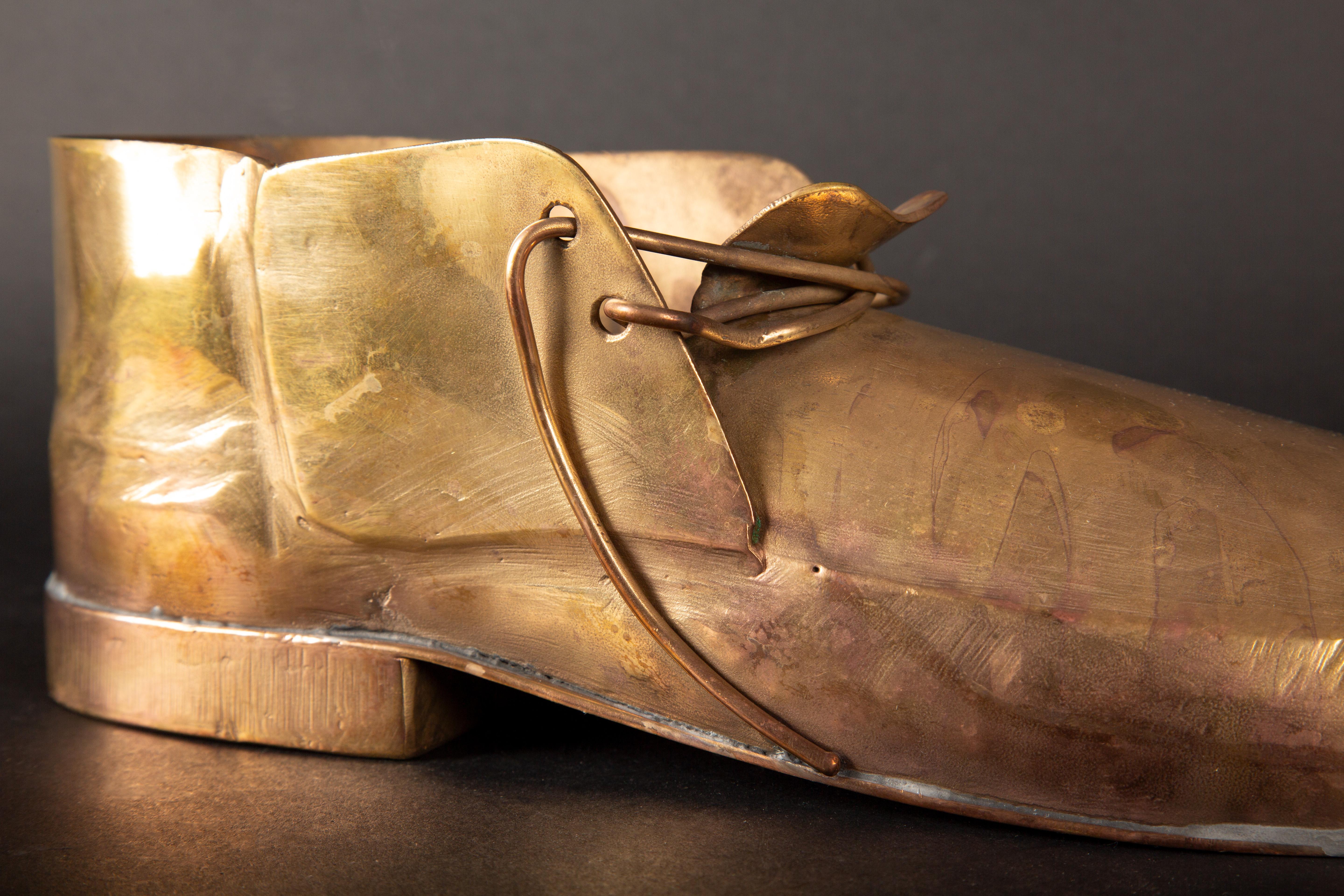 19th Century Gilt Copper Shoe in the Shape of a Loafer