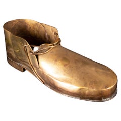 Antique Gilt Copper Shoe in the Shape of a Loafer