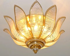 Gilt Acrylic Crystal Bakalowits Sunburst Hollywood Regency 10-Light Chandelier