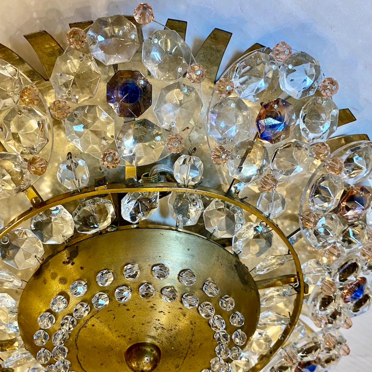 Gilt Crystals Flush Mount For Sale 1