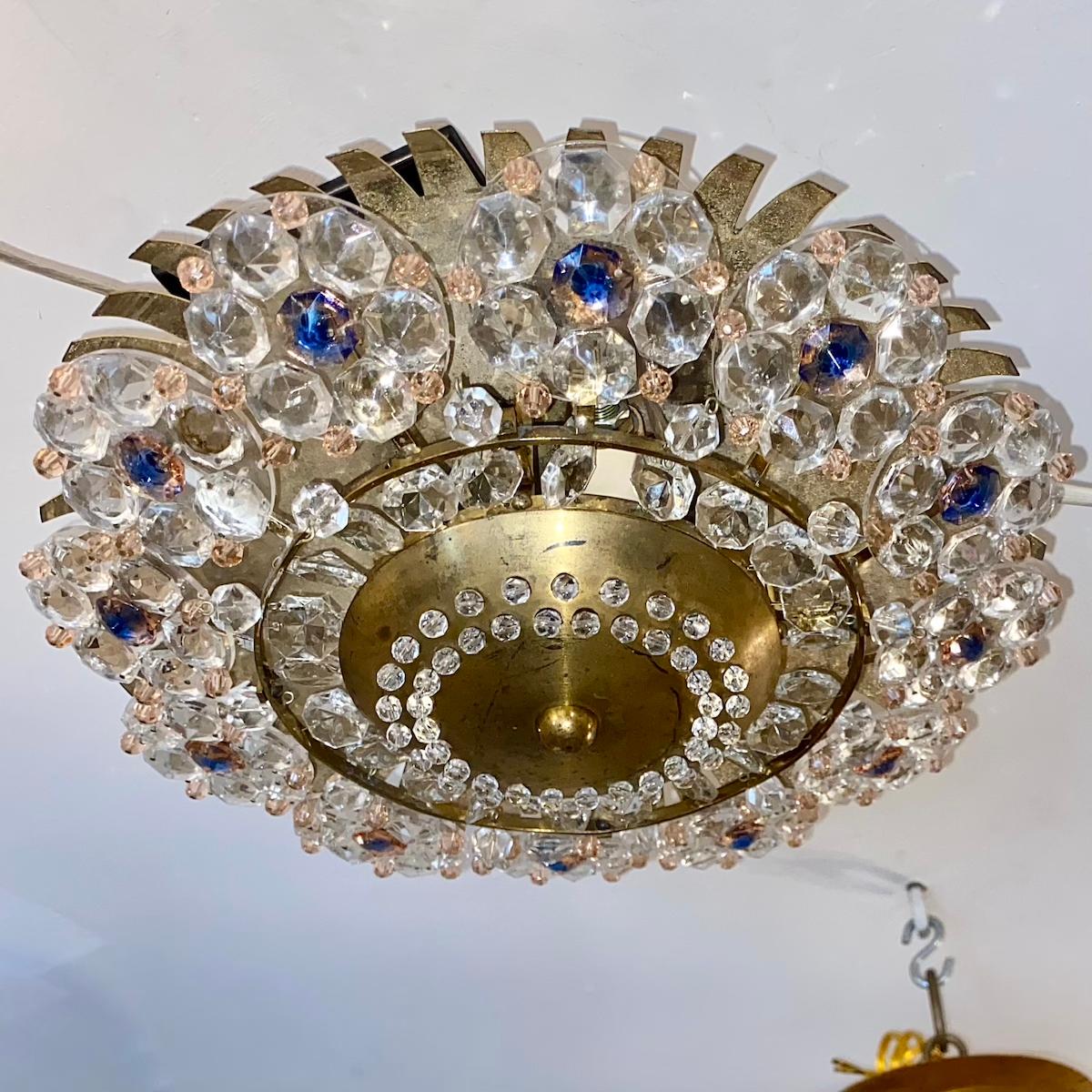 Gilt Crystals Flush Mount For Sale 2