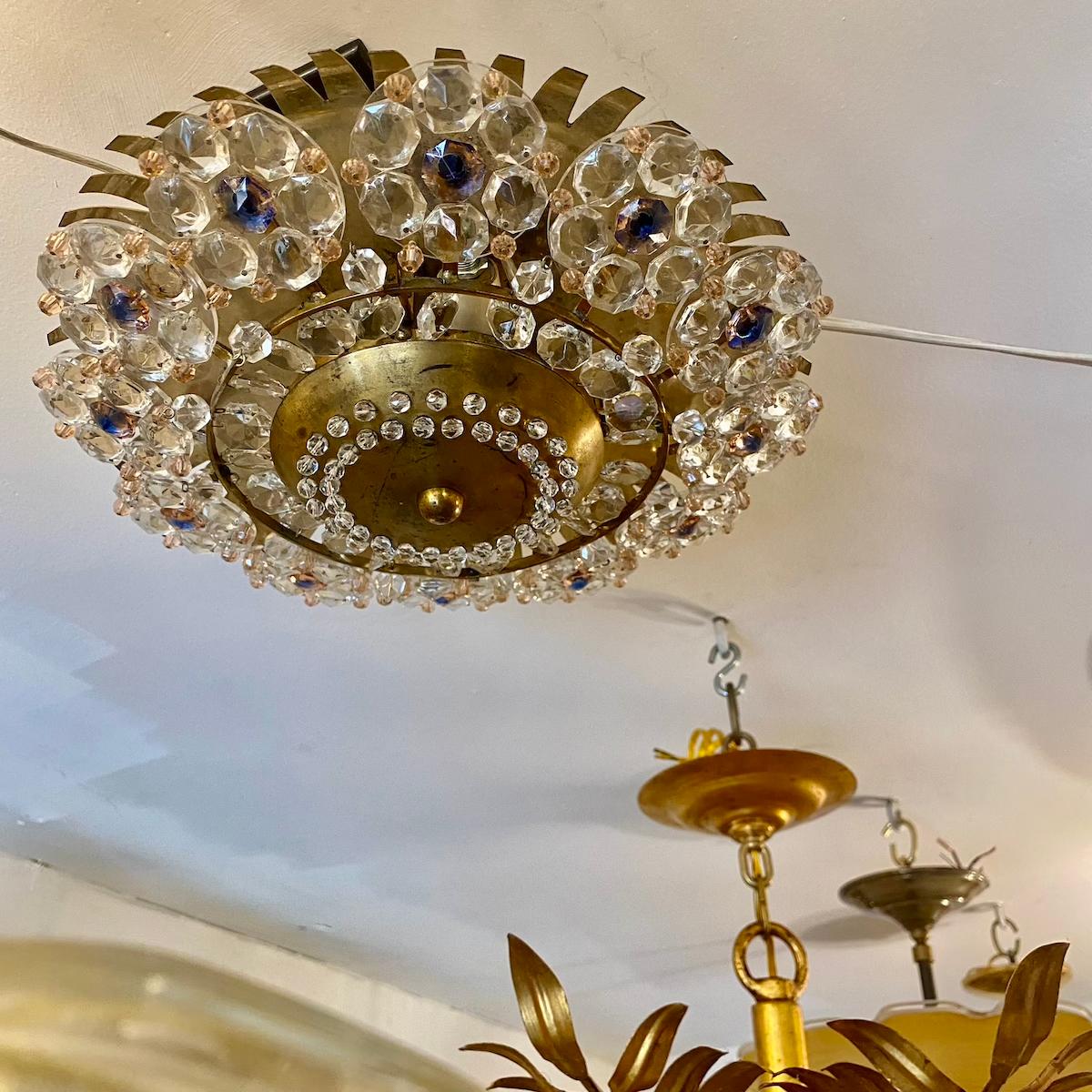 Gilt Crystals Flush Mount For Sale 3