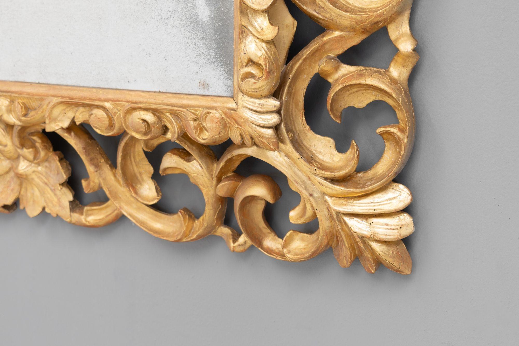 Oak Gilt Cushion Framed Mirror For Sale