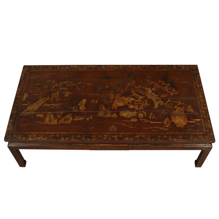 Gilt Decorated Asian Coffee Table In Good Condition For Sale In Locust Valley, NY