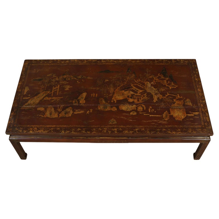 Gilt Decorated Asian Coffee Table For Sale