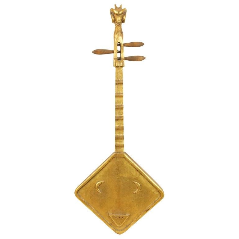 Gilt Decorative String Instrument Wall Hanging at 1stDibs